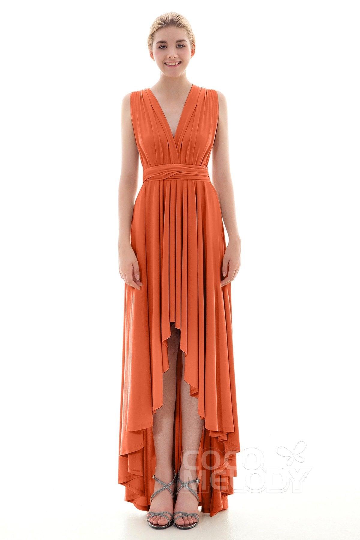 Asymmetrical High-Low Knitted Bridesmaid Dress COED16001 - COCOMELODY