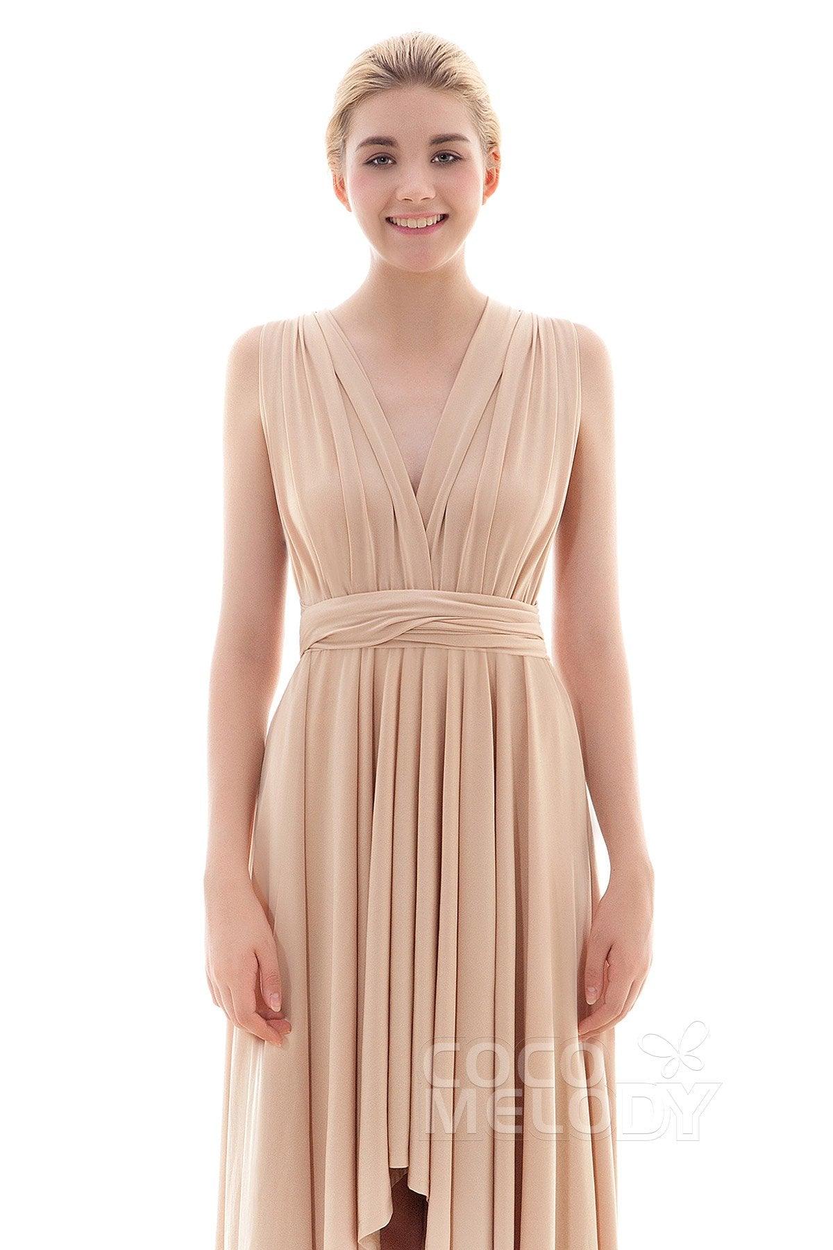 Asymmetrical High-Low Knitted Bridesmaid Dress COED16001 - COCOMELODY