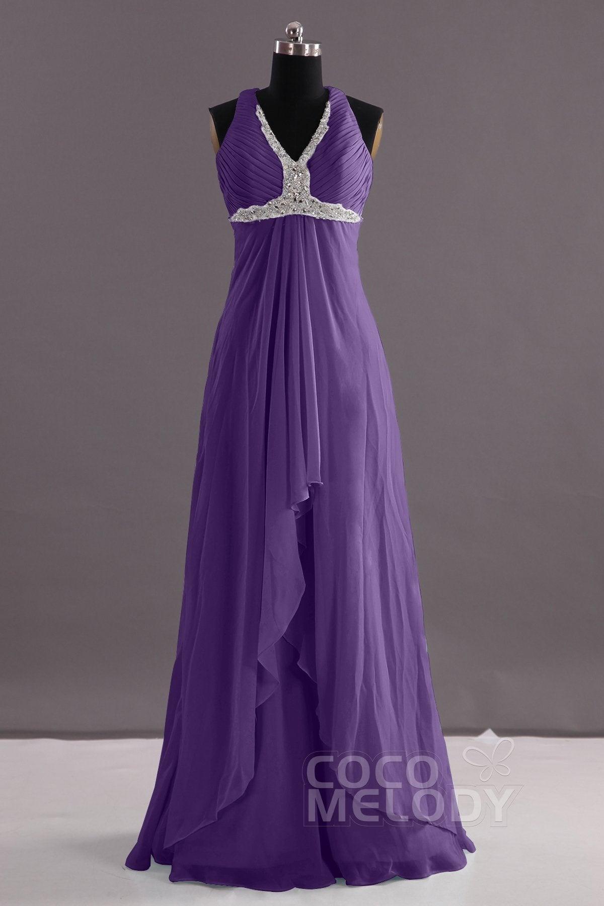 Sheath-Column Floor Length Chiffon Evening Dress COEF14001 - COCOMELODY