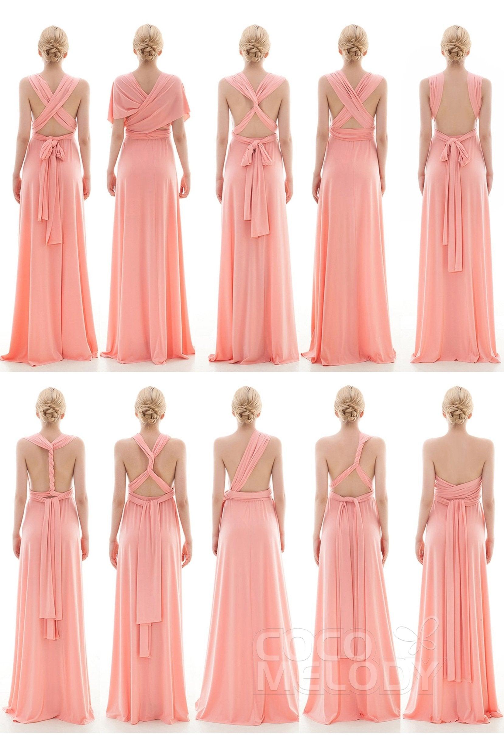 Sheath Floor Length Knitted Bridesmaid Dress COEF16001CR - COCOMELODY
