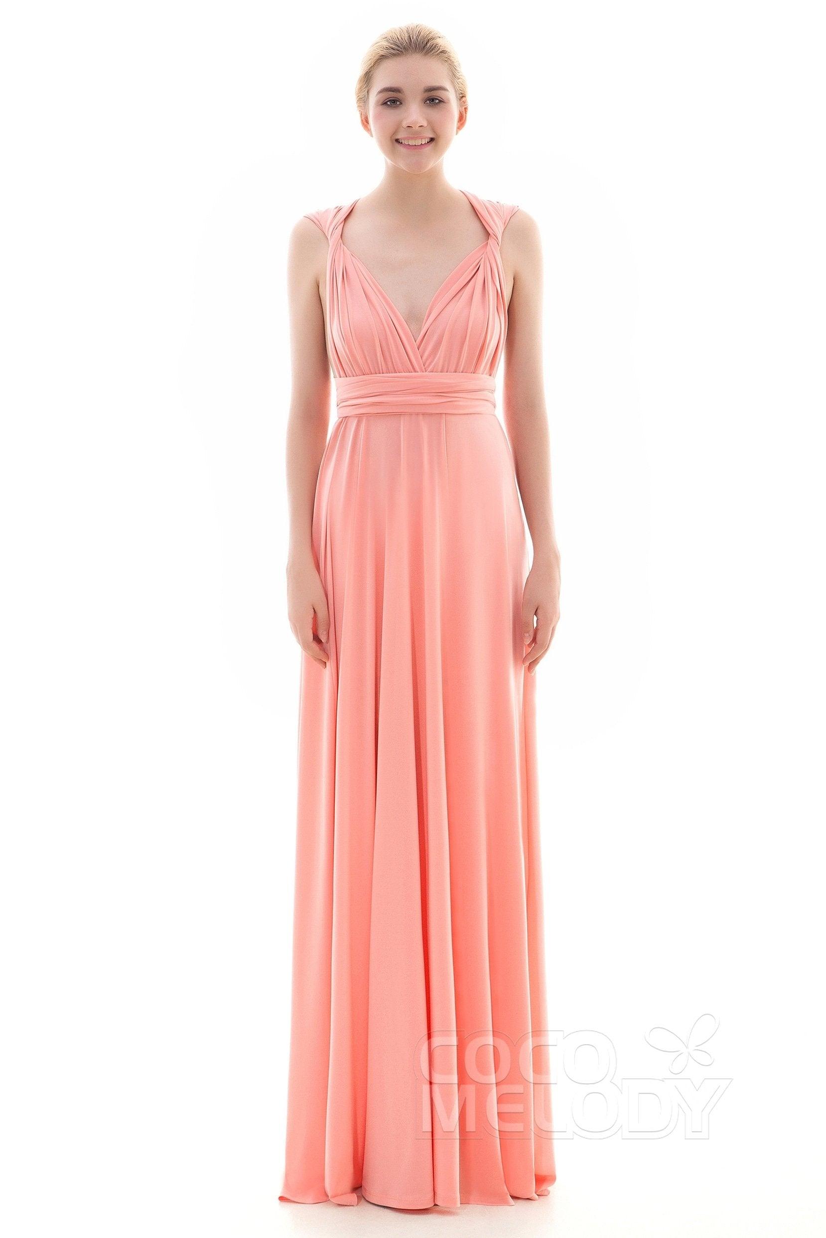 Sheath Floor Length Knitted Bridesmaid Dress COEF16001CR - COCOMELODY