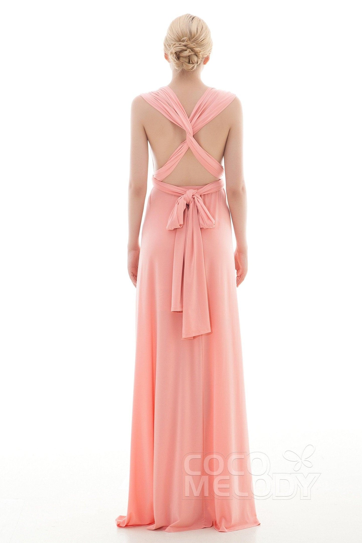 Sheath Floor Length Knitted Bridesmaid Dress COEF16001CR - COCOMELODY