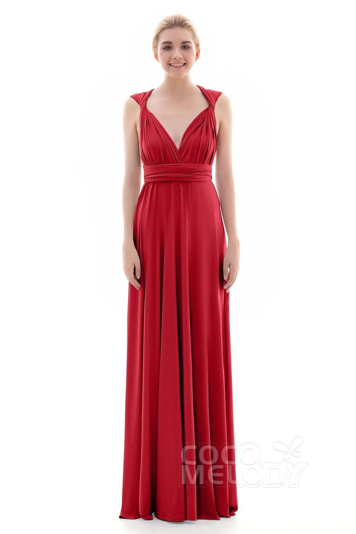 Sheath Floor Length Knitted Bridesmaid Dress COEF16001PS - COCOMELODY
