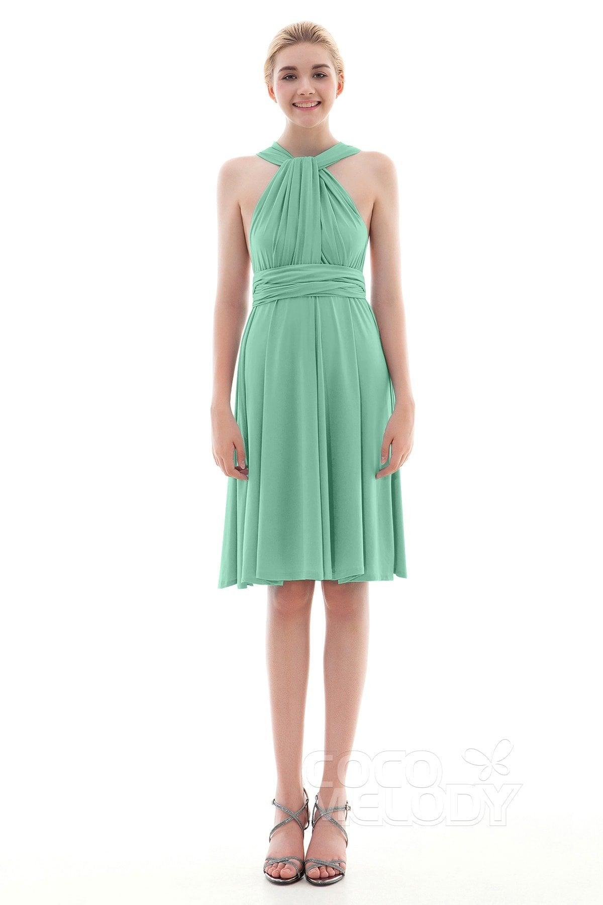 Sheath Knee Length Knitted Fabric Bridesmaid Dress COEK16002 - COCOMELODY