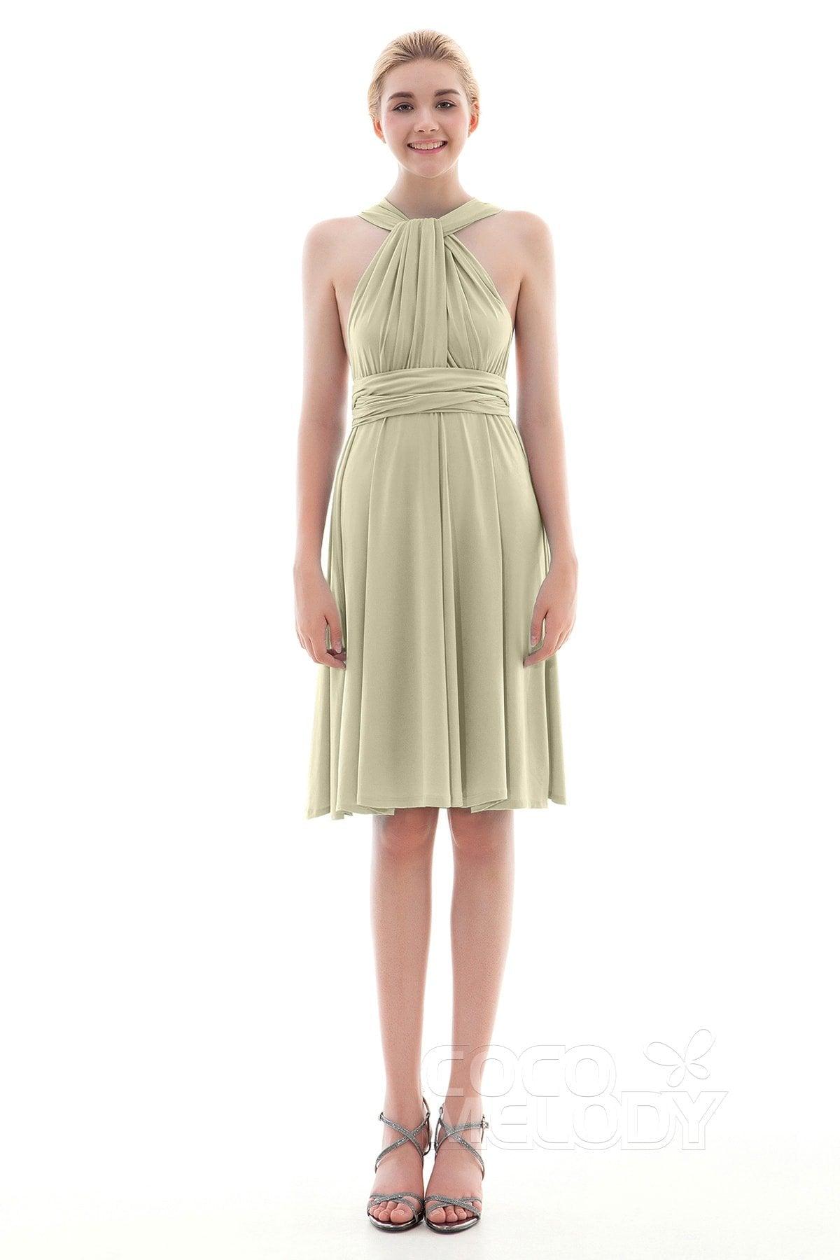 Sheath Knee Length Knitted Fabric Bridesmaid Dress COEK16002 - COCOMELODY