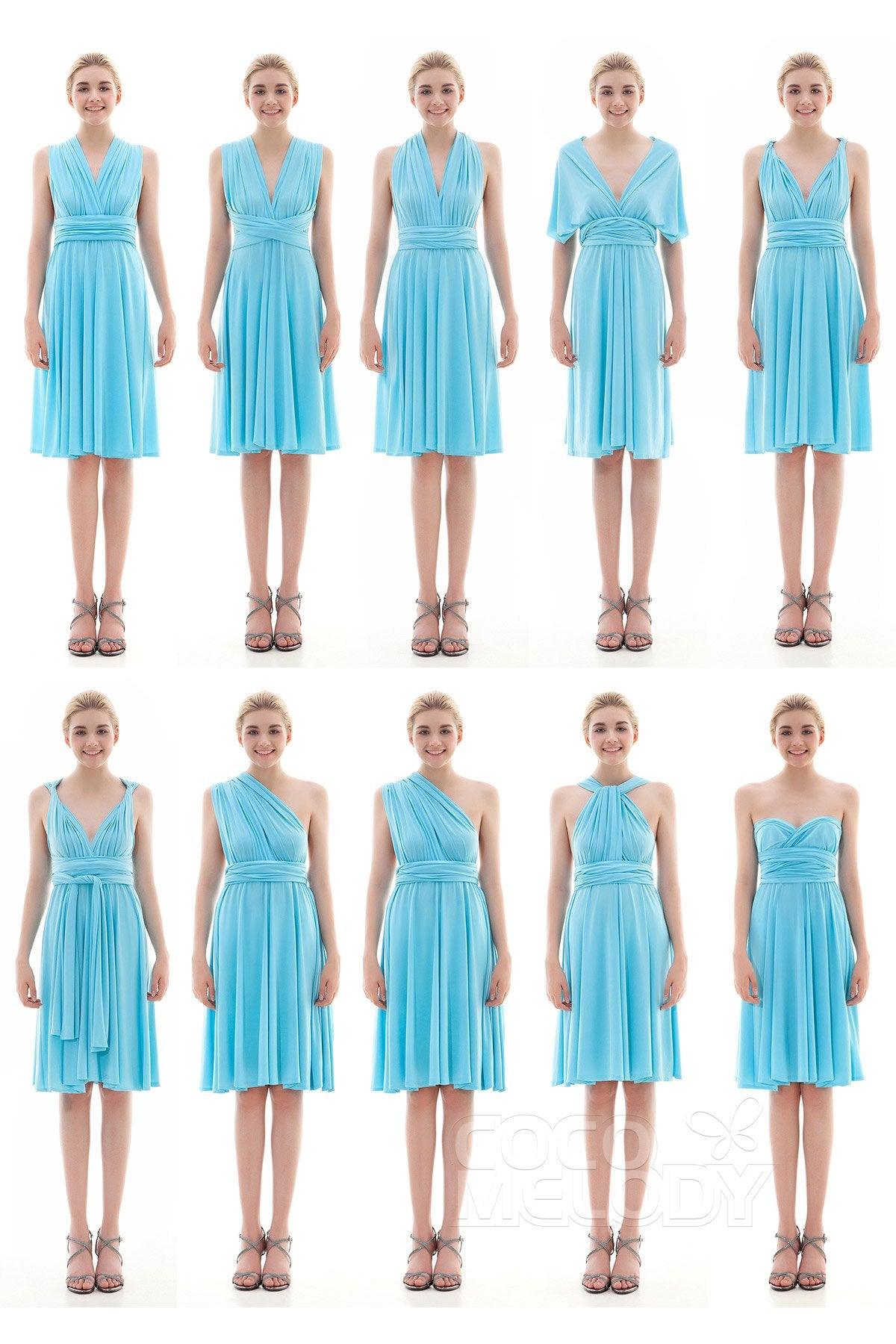 Sheath Knee Length Knitted Fabric Bridesmaid Dress COEK16002 - COCOMELODY