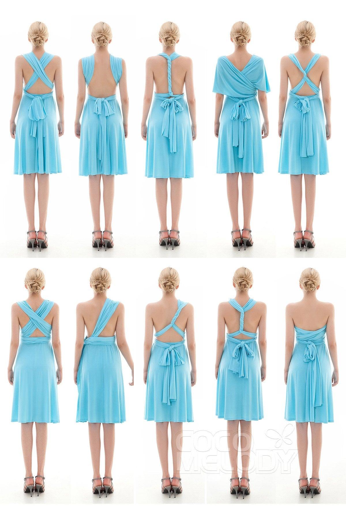 Sheath Knee Length Knitted Fabric Bridesmaid Dress COEK16002 - COCOMELODY