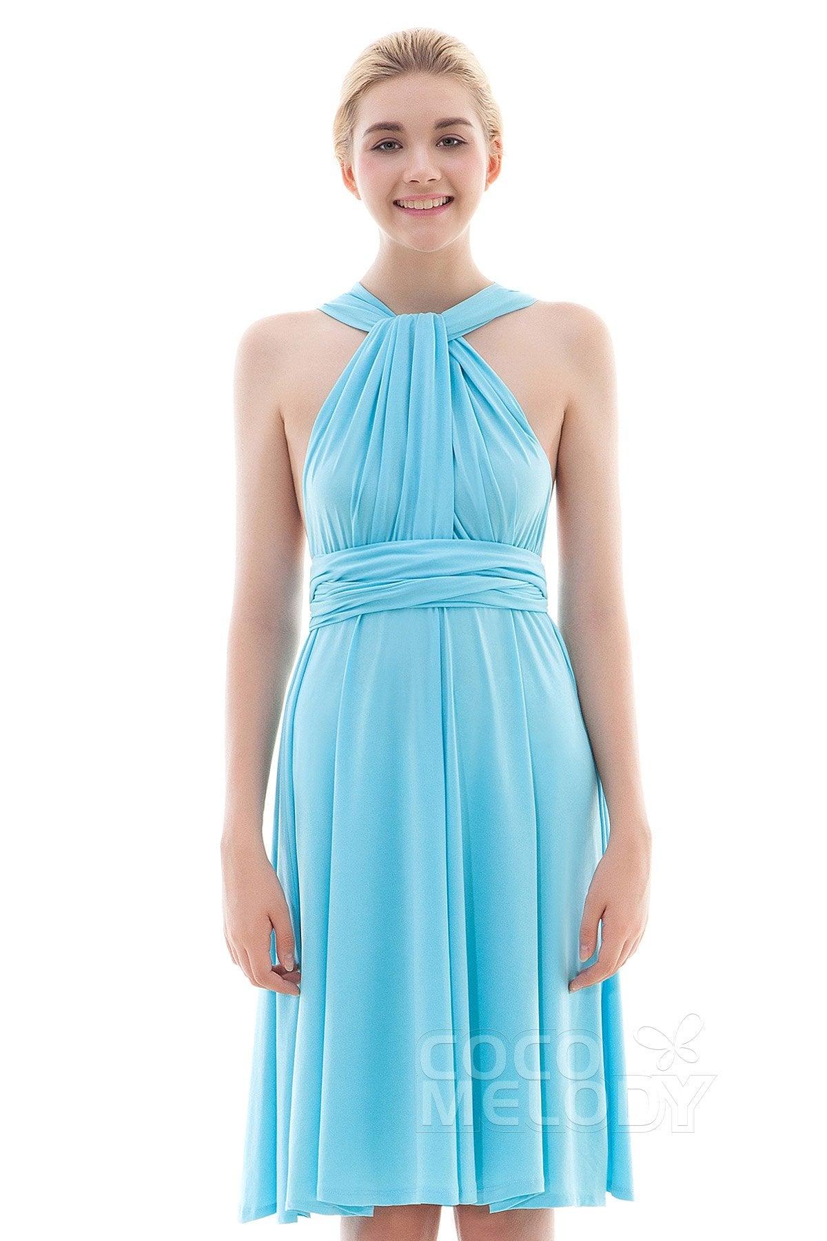Sheath Knee Length Knitted Fabric Bridesmaid Dress COEK16002 - COCOMELODY