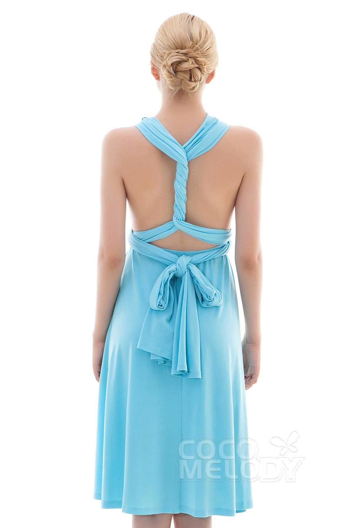 Sheath Knee Length Knitted Fabric Bridesmaid Dress COEK16002 - COCOMELODY