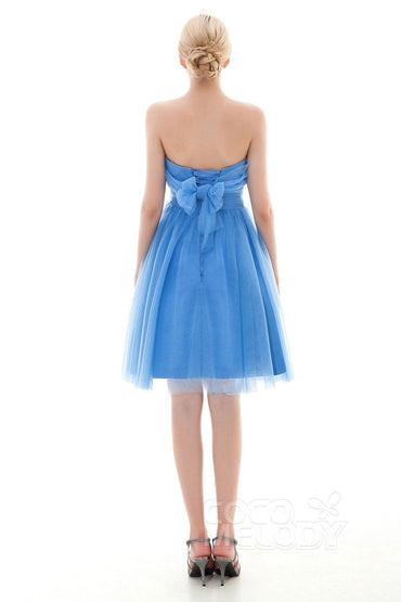 A-Line Short-Mini Tulle Bridesmaid Dress COLM16001