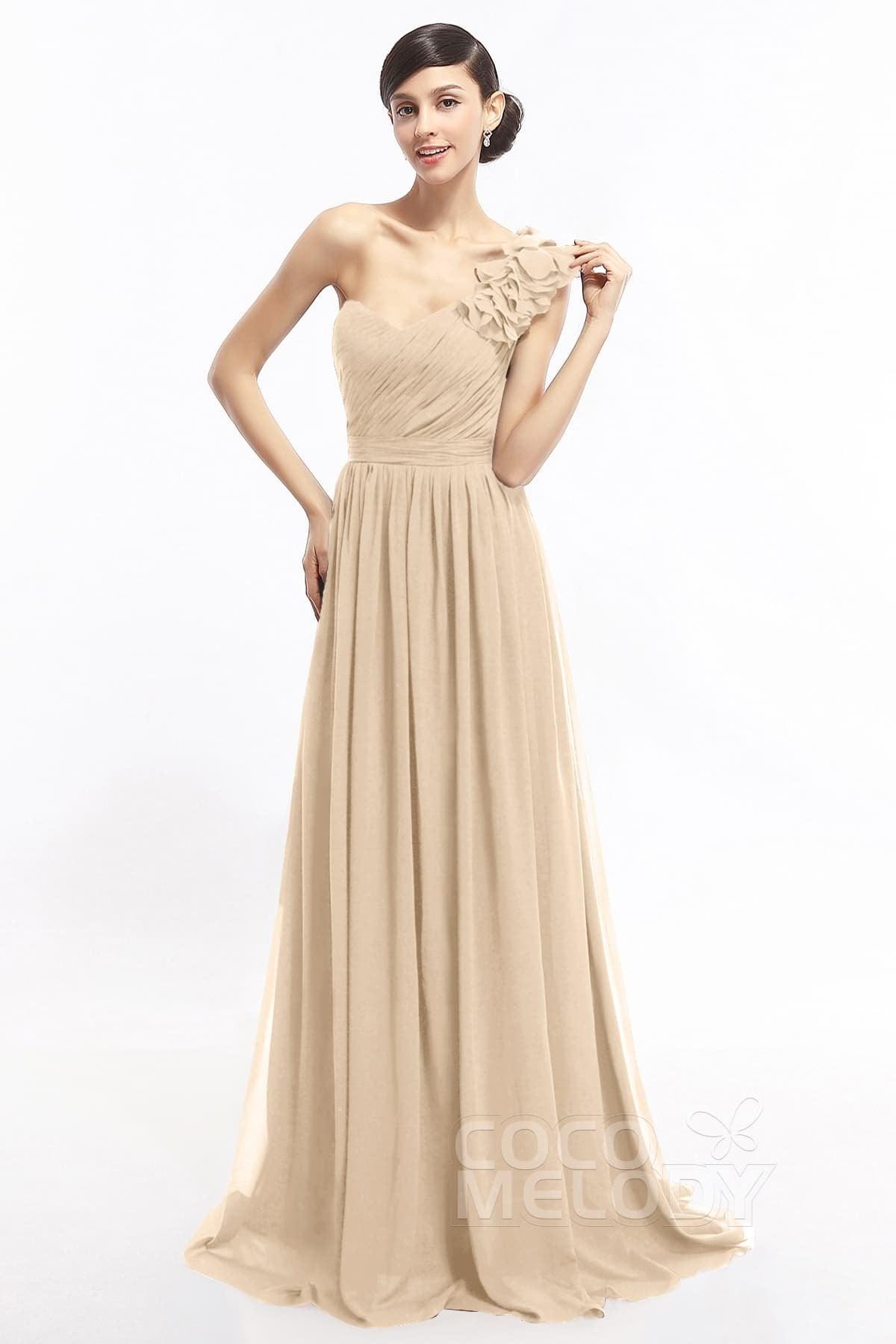 Sheath Sweep-Brush Train Chiffon Evening Dresses COLT14007 - COCOMELODY