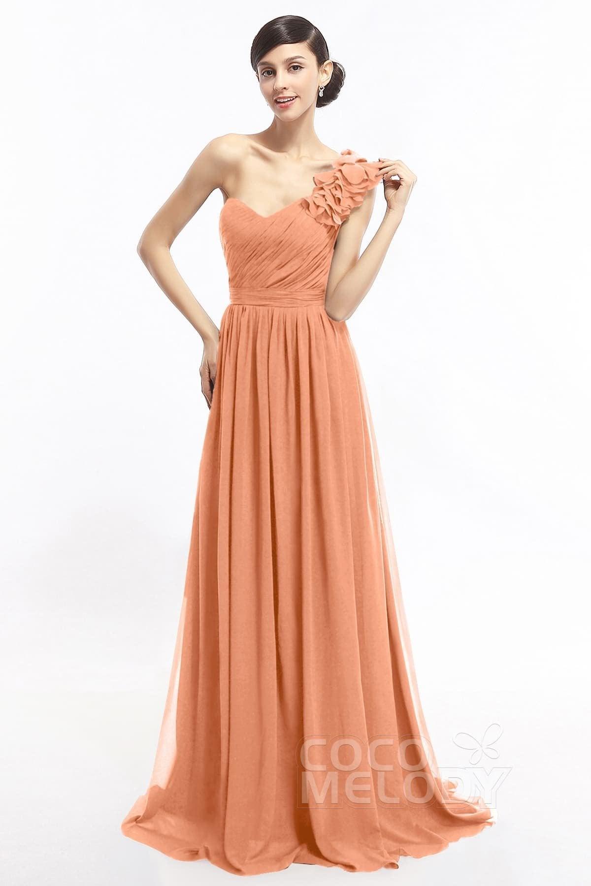 Sheath Sweep-Brush Train Chiffon Evening Dresses COLT14007 - COCOMELODY