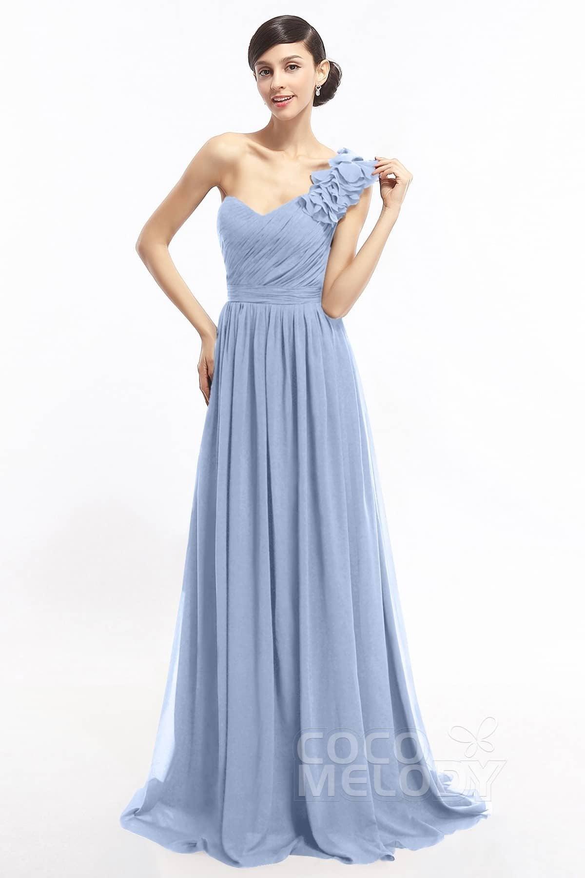 Sheath Sweep-Brush Train Chiffon Evening Dresses COLT14007 - COCOMELODY