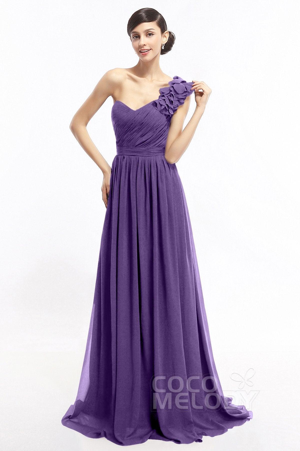 Sheath Sweep-Brush Train Chiffon Evening Dresses COLT14007 - COCOMELODY