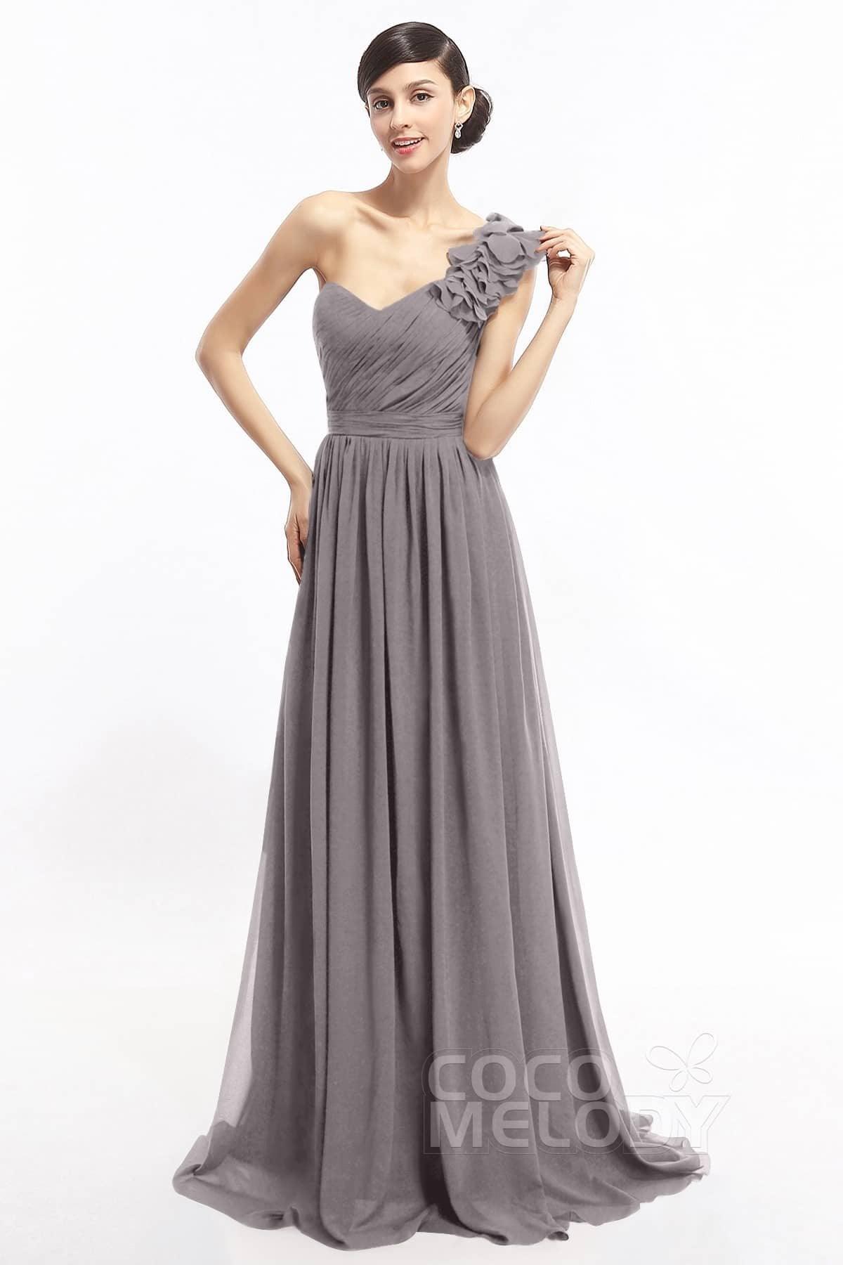 Sheath Sweep-Brush Train Chiffon Evening Dresses COLT14007 - COCOMELODY