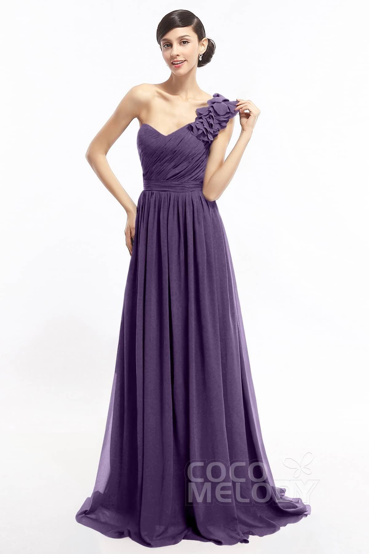 Sheath Sweep-Brush Train Chiffon Evening Dresses COLT14007 - COCOMELODY