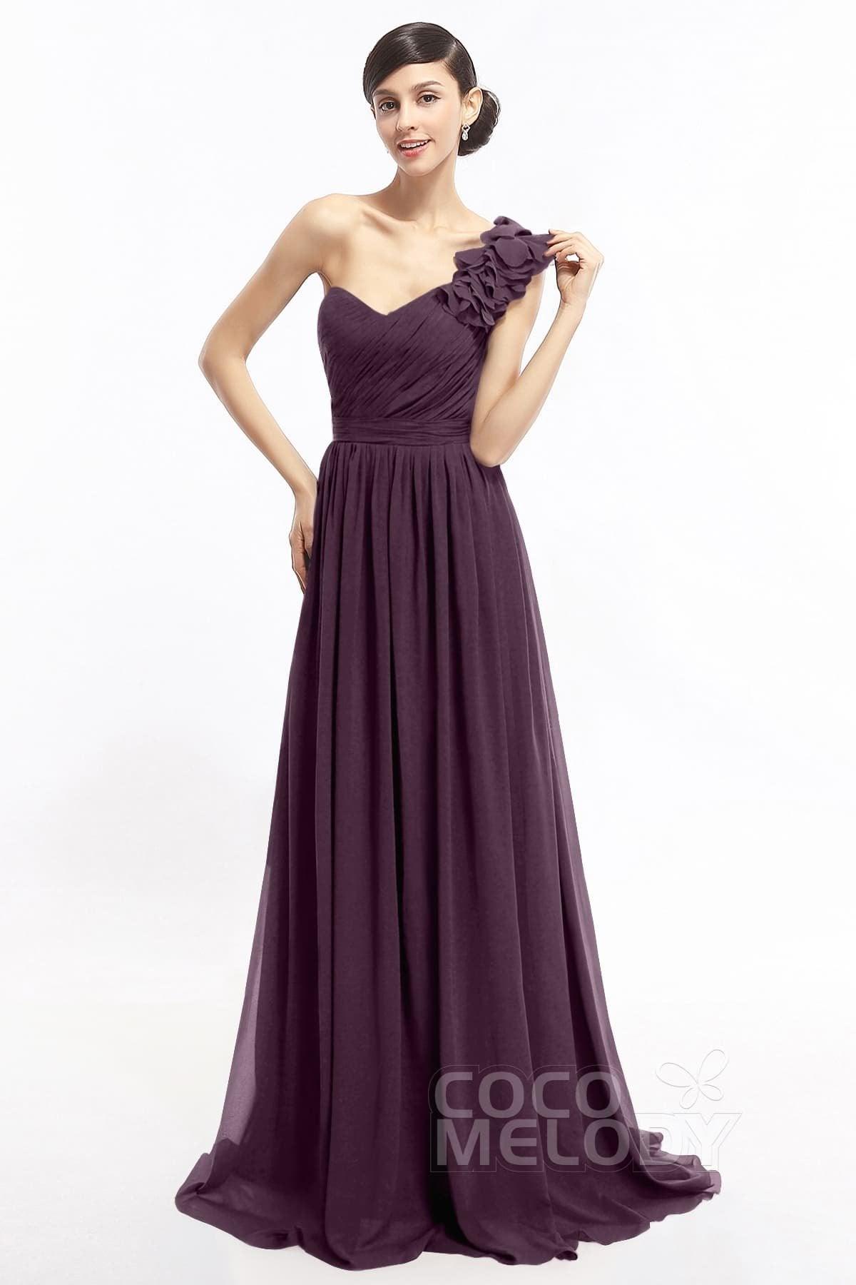 Sheath Sweep-Brush Train Chiffon Evening Dresses COLT14007 - COCOMELODY