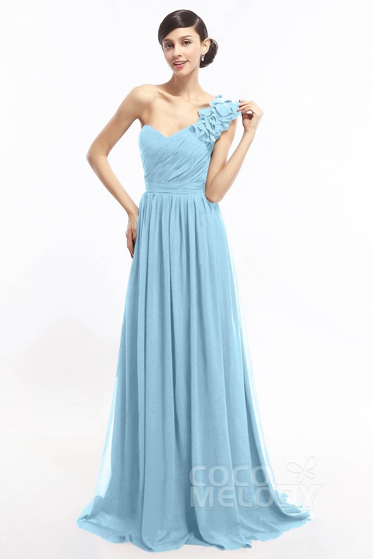 Sheath Sweep-Brush Train Chiffon Evening Dresses COLT14007 - COCOMELODY