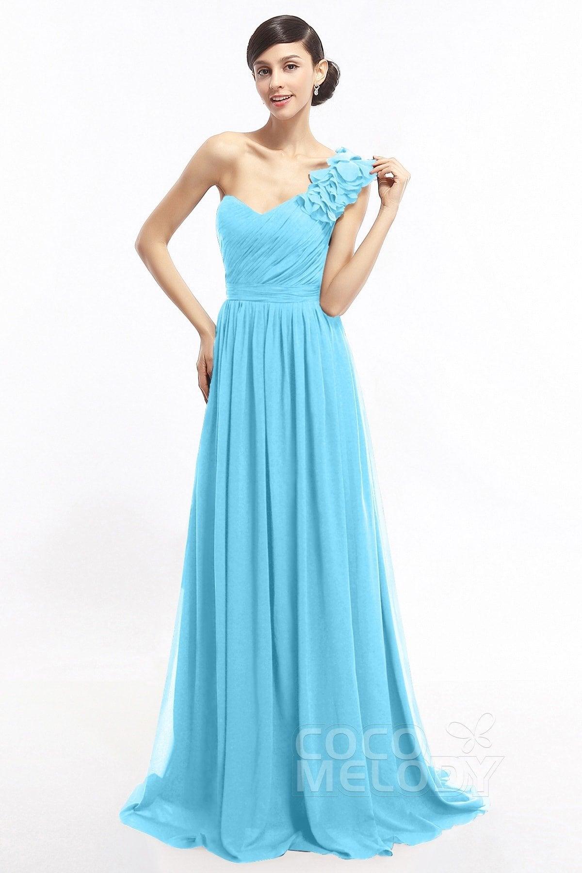 Sheath Sweep-Brush Train Chiffon Evening Dresses COLT14007 - COCOMELODY