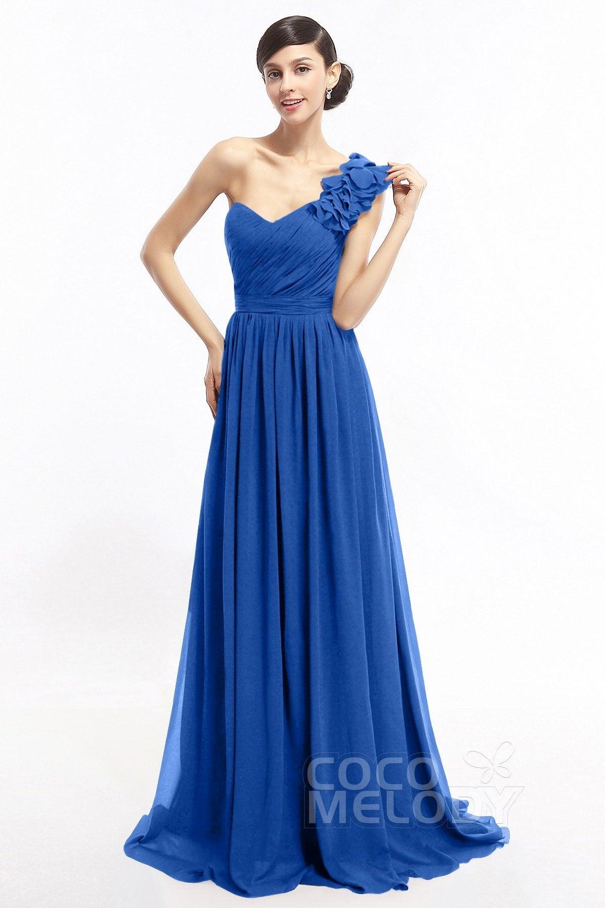 Sheath Sweep-Brush Train Chiffon Evening Dresses COLT14007 - COCOMELODY