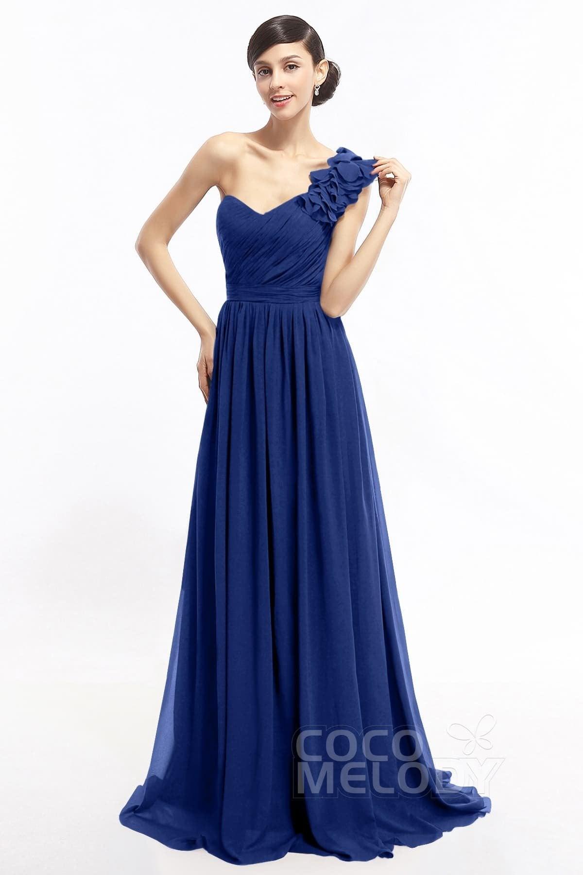 Sheath Sweep-Brush Train Chiffon Evening Dresses COLT14007 - COCOMELODY