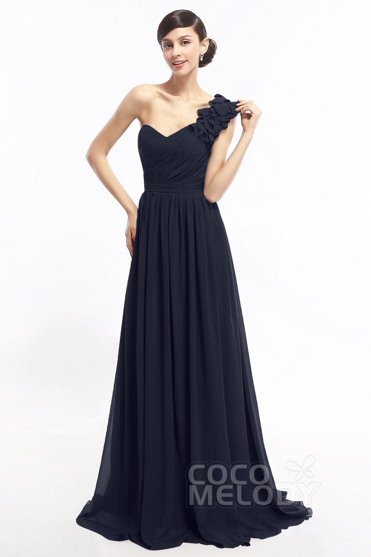 Sheath Sweep-Brush Train Chiffon Evening Dresses COLT14007 - COCOMELODY