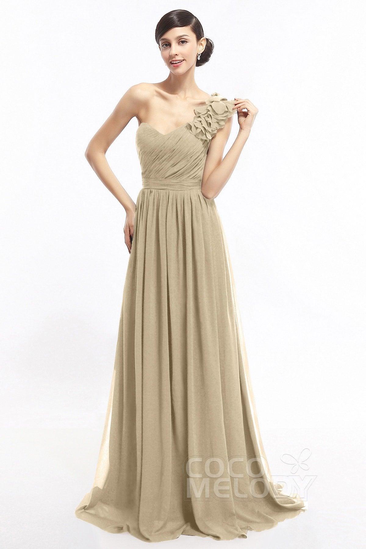 Sheath Sweep-Brush Train Chiffon Evening Dresses COLT14007 - COCOMELODY