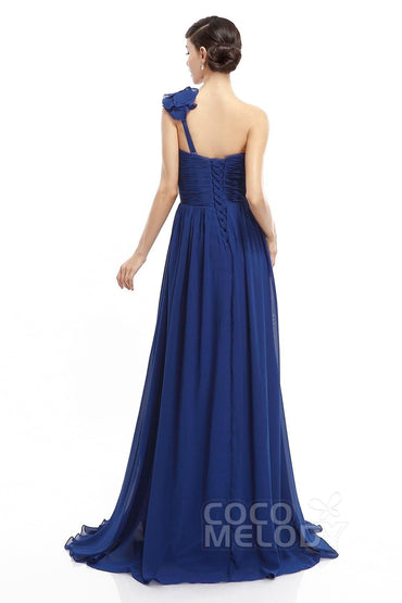 Sheath Sweep-Brush Train Chiffon Evening Dresses COLT14007 - COCOMELODY