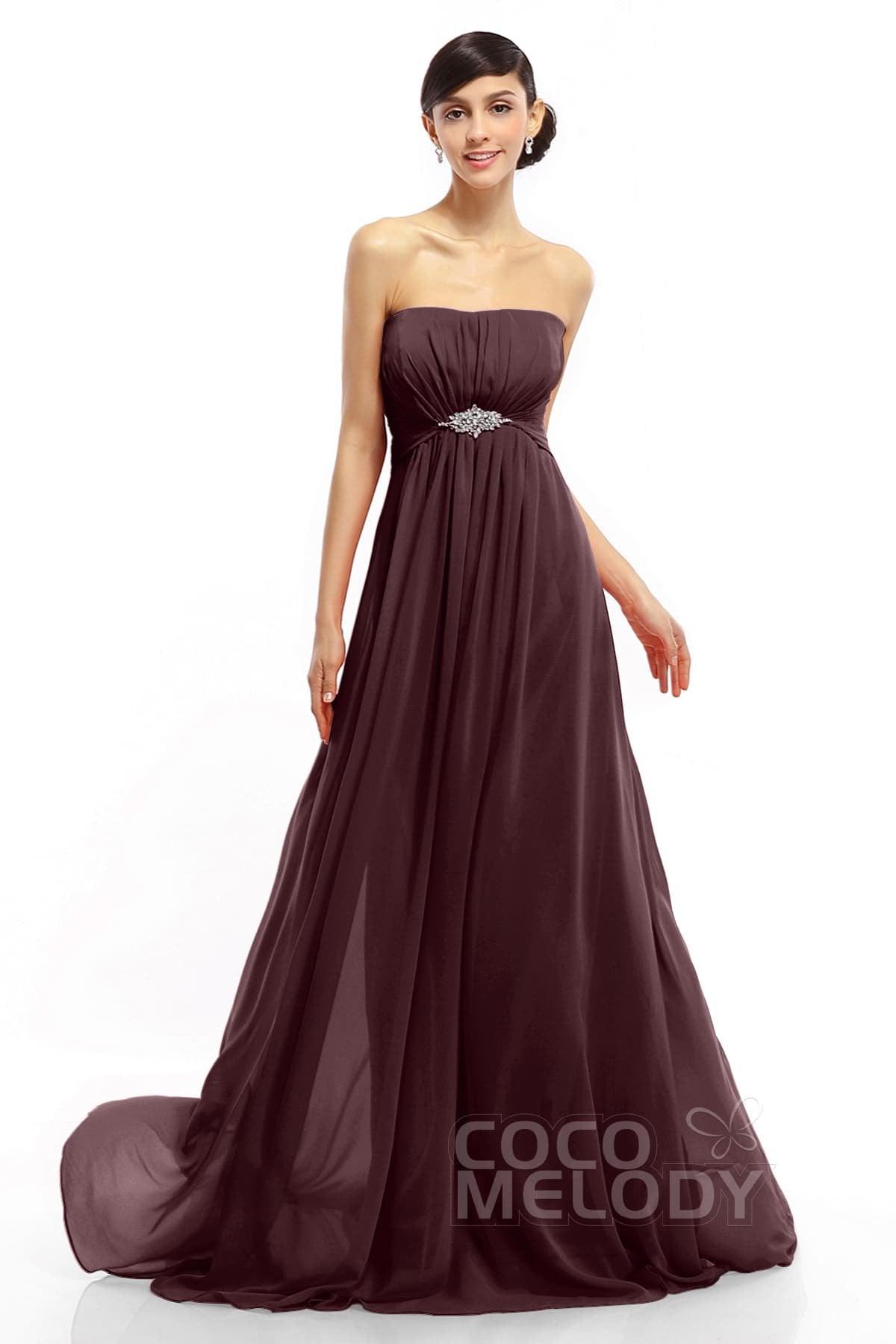A-Line Sweep-Brush Train Chiffon Dresses COLT14008 - COCOMELODY