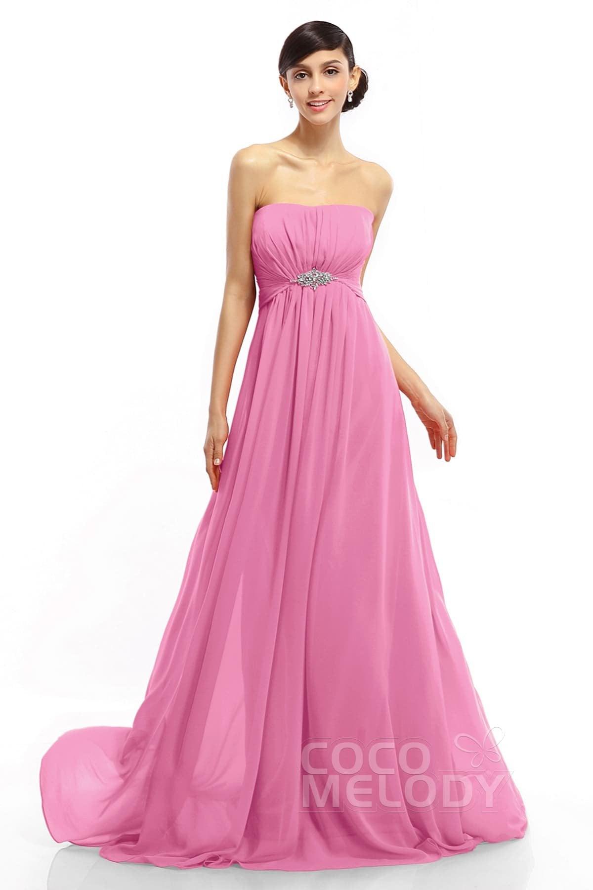 A-Line Sweep-Brush Train Chiffon Dresses COLT14008 - COCOMELODY