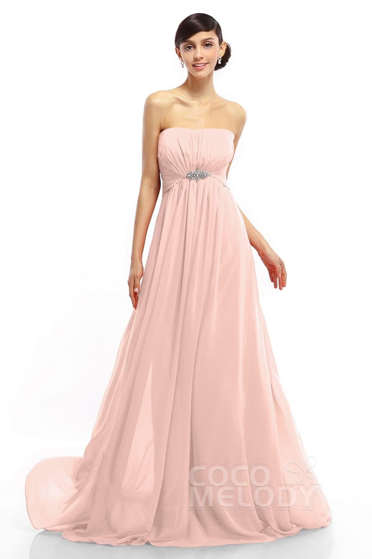 A-Line Sweep-Brush Train Chiffon Dresses COLT14008 - COCOMELODY