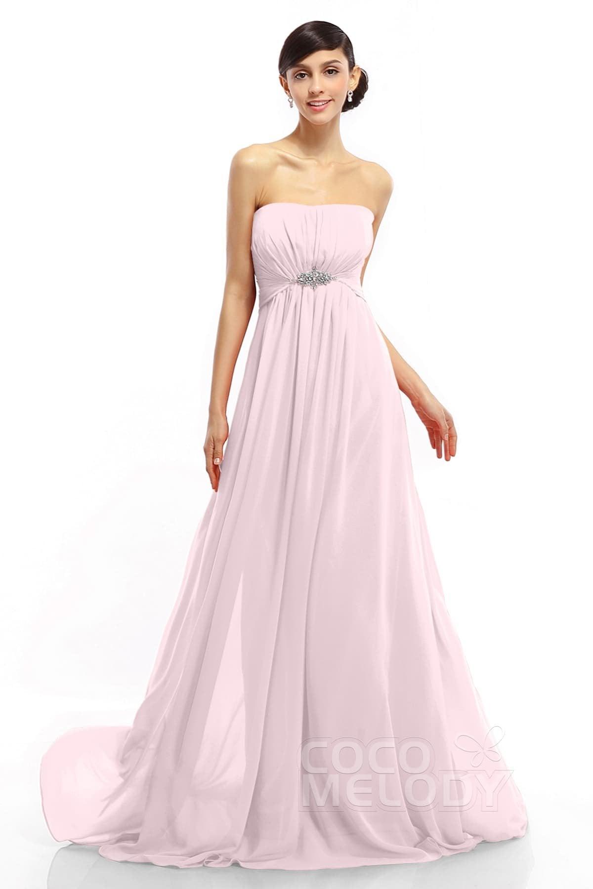 A-Line Sweep-Brush Train Chiffon Dresses COLT14008 - COCOMELODY