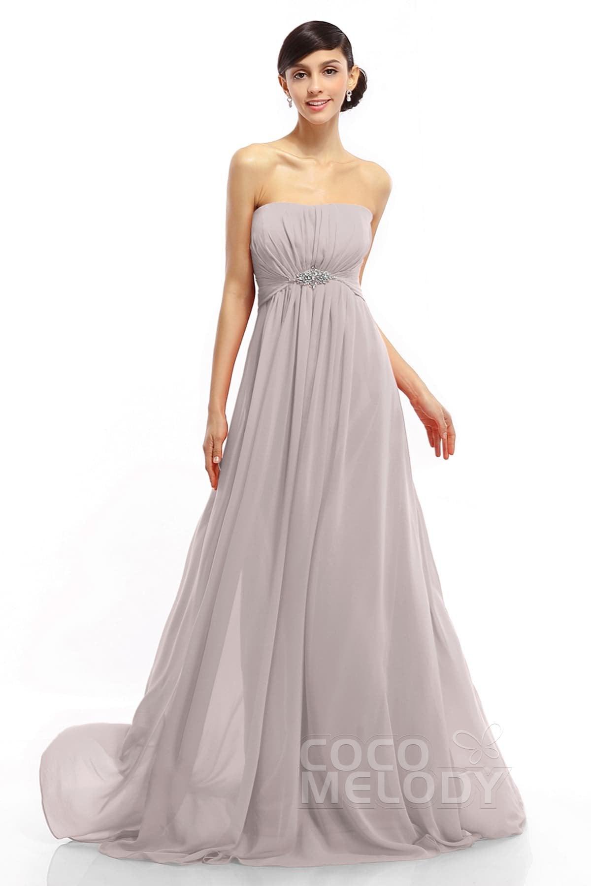 A-Line Sweep-Brush Train Chiffon Dresses COLT14008 - COCOMELODY