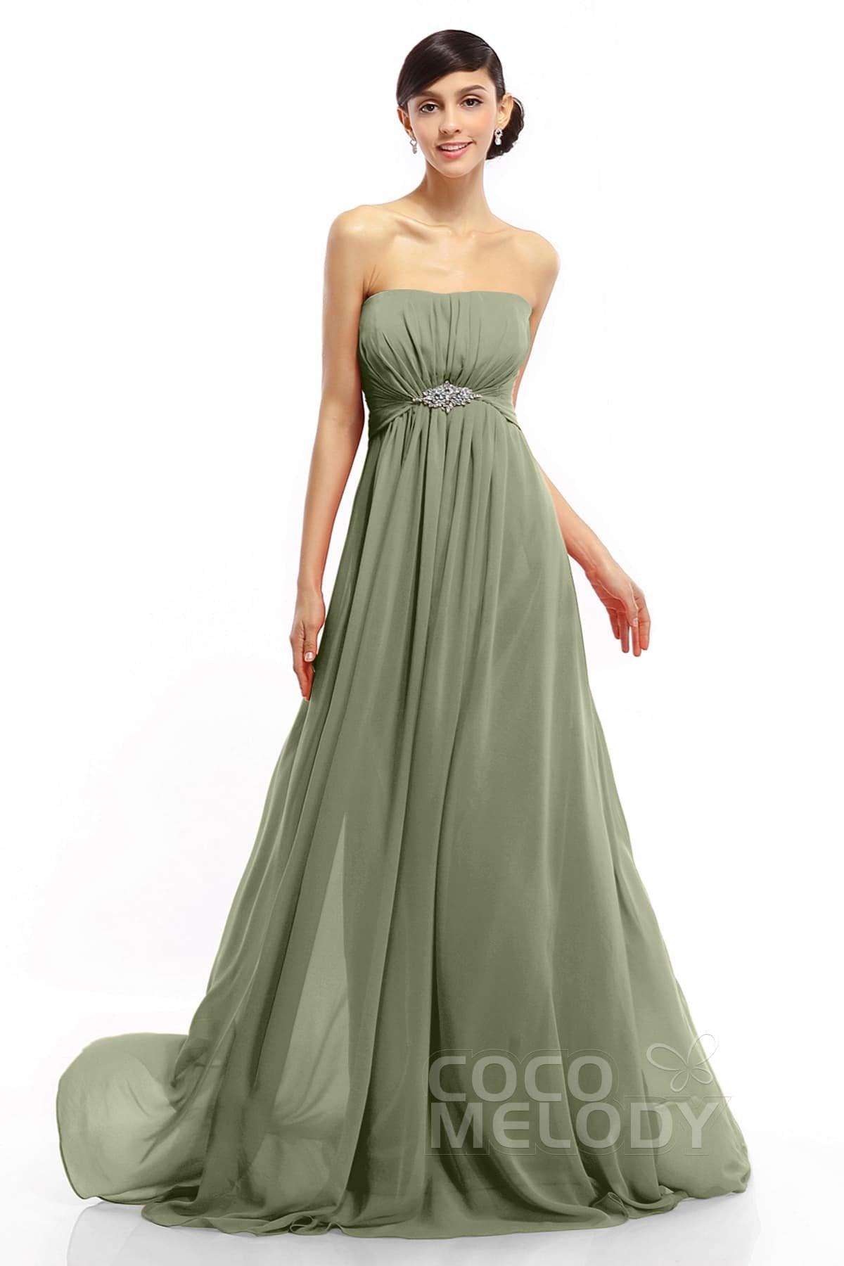 A-Line Sweep-Brush Train Chiffon Dresses COLT14008 - COCOMELODY