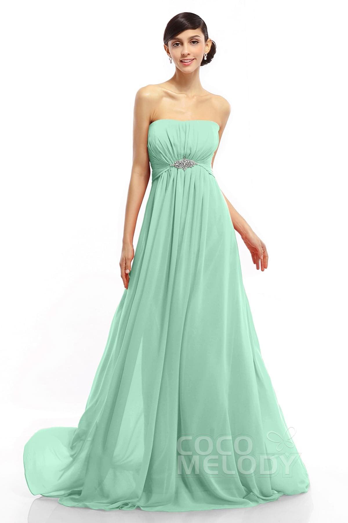 A-Line Sweep-Brush Train Chiffon Dresses COLT14008 - COCOMELODY