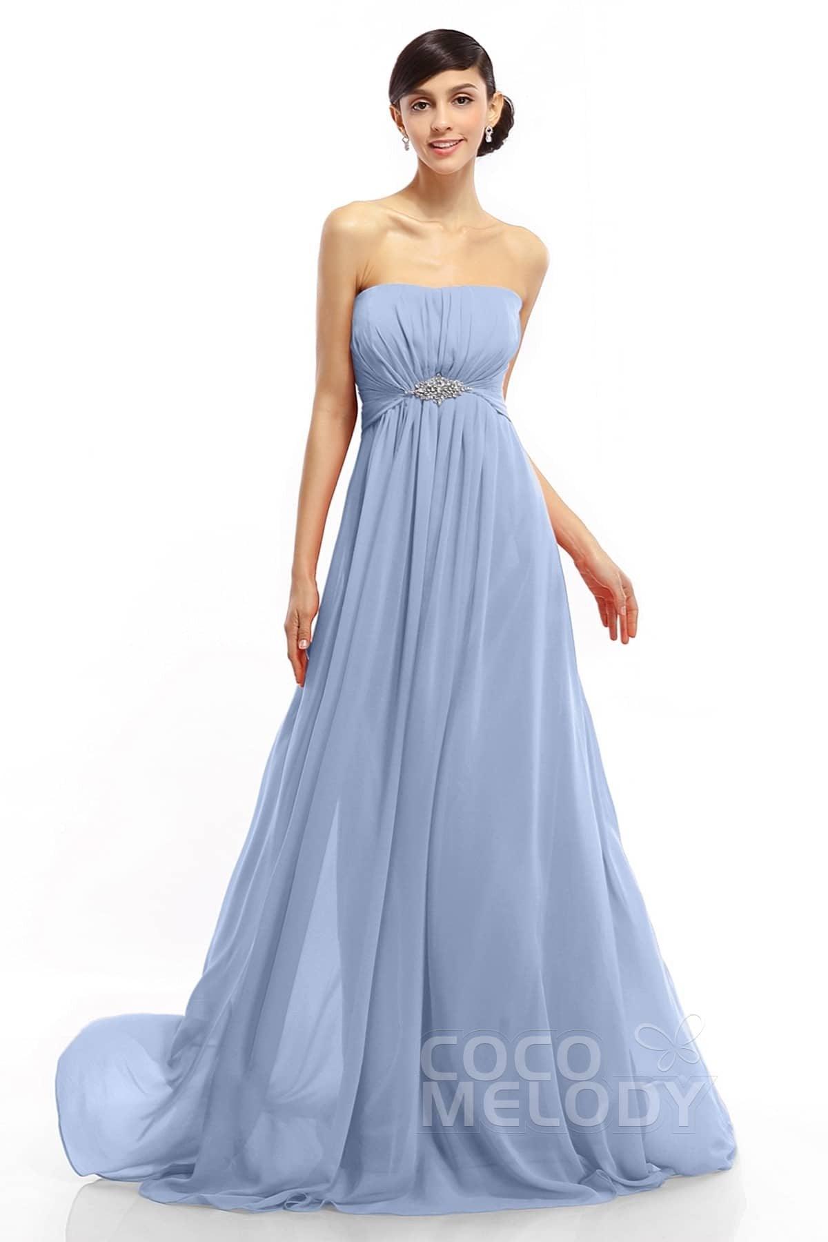 A-Line Sweep-Brush Train Chiffon Dresses COLT14008 - COCOMELODY