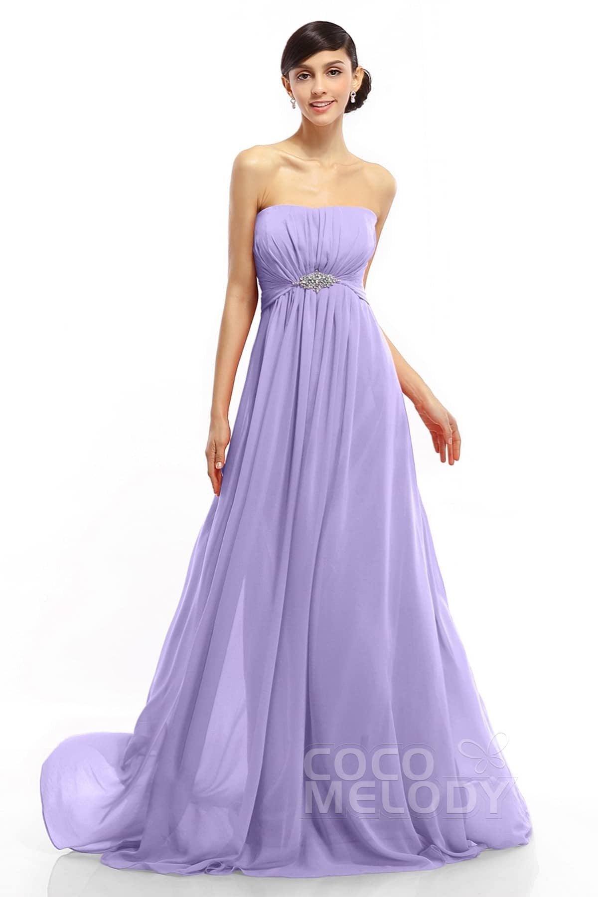 A-Line Sweep-Brush Train Chiffon Dresses COLT14008 - COCOMELODY