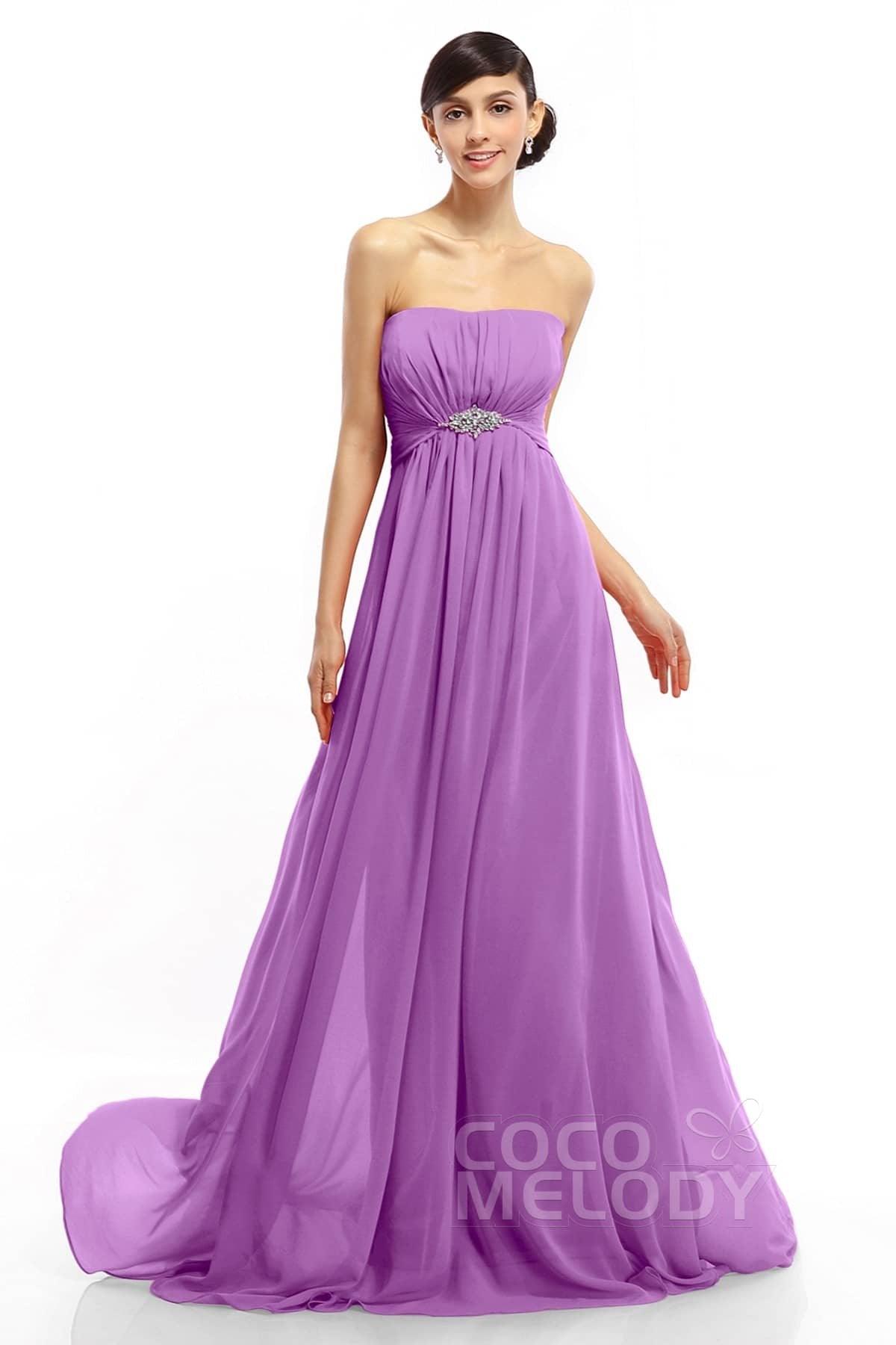 A-Line Sweep-Brush Train Chiffon Dresses COLT14008 - COCOMELODY