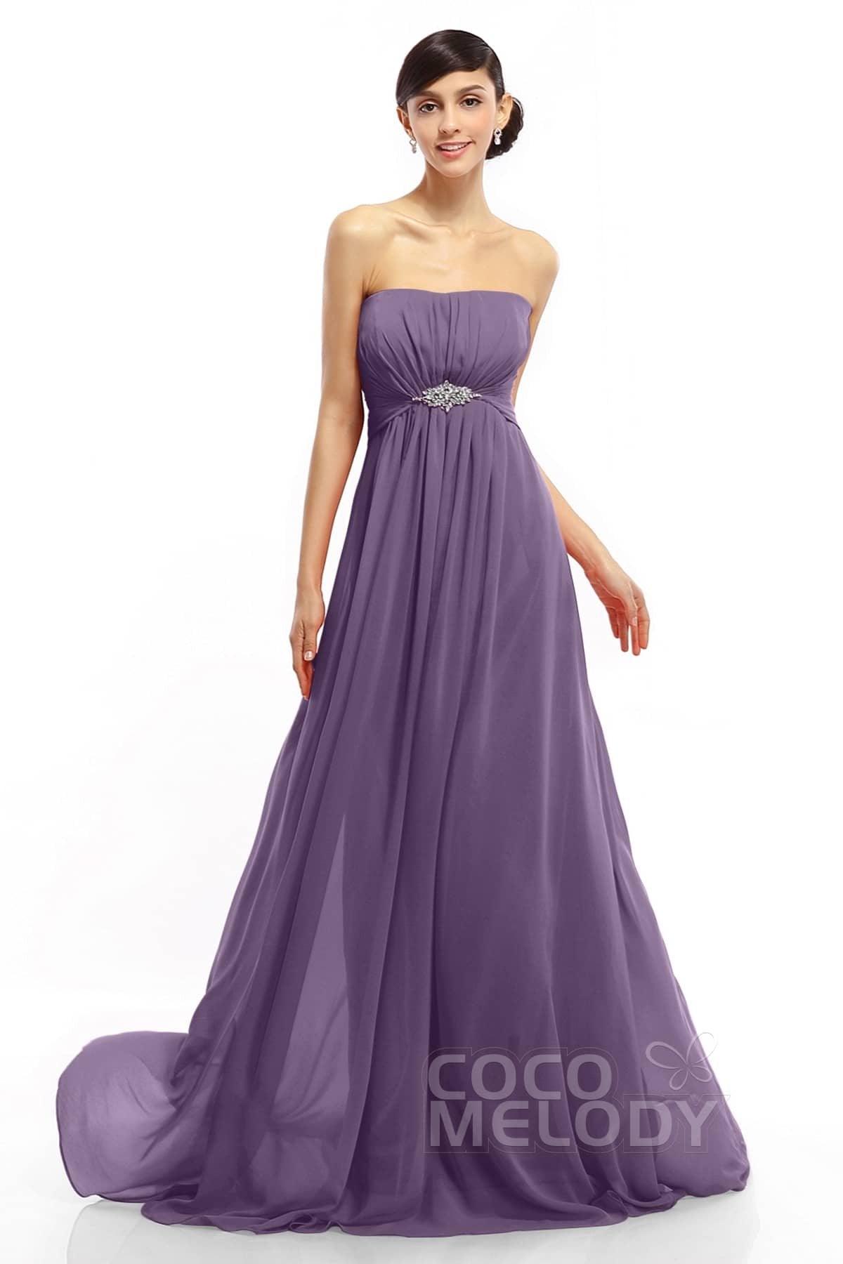 A-Line Sweep-Brush Train Chiffon Dresses COLT14008 - COCOMELODY