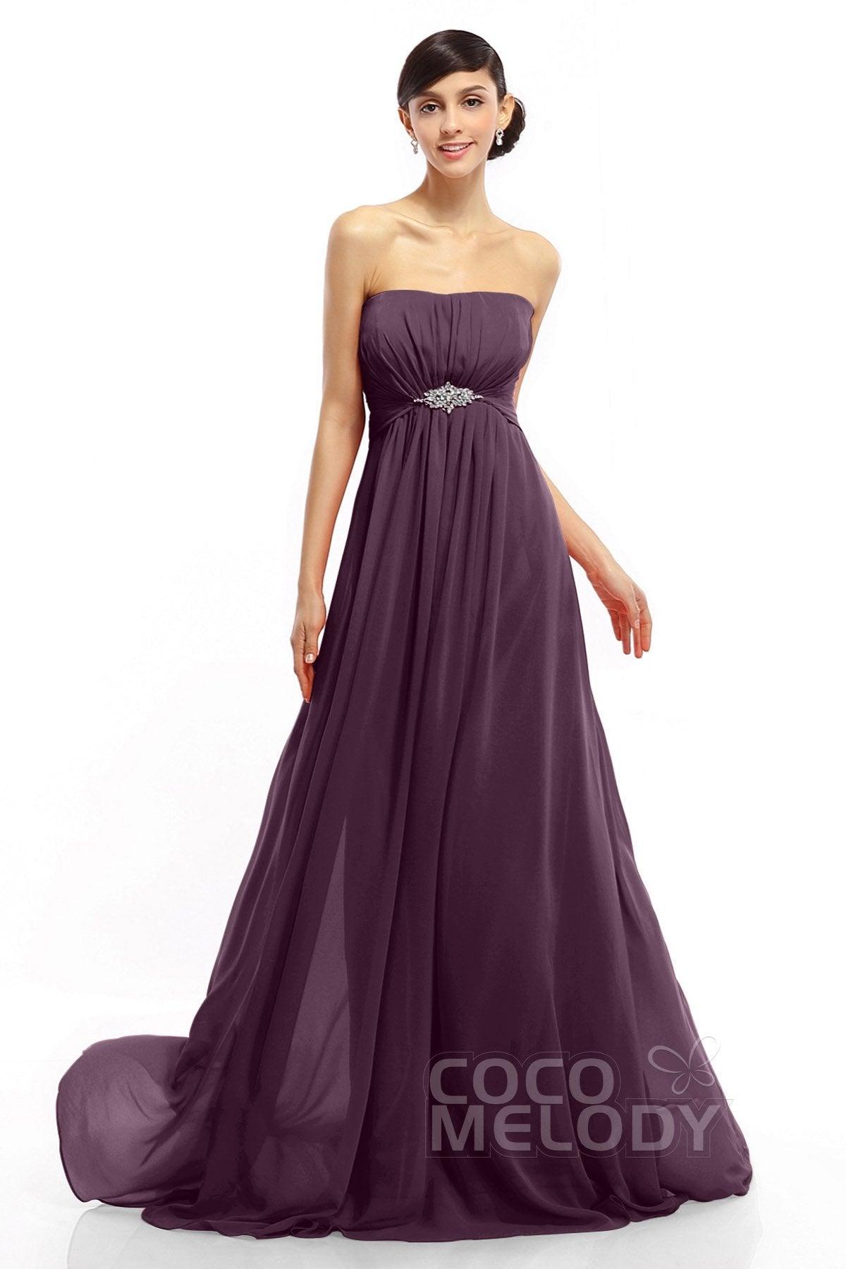 A-Line Sweep-Brush Train Chiffon Dresses COLT14008 - COCOMELODY