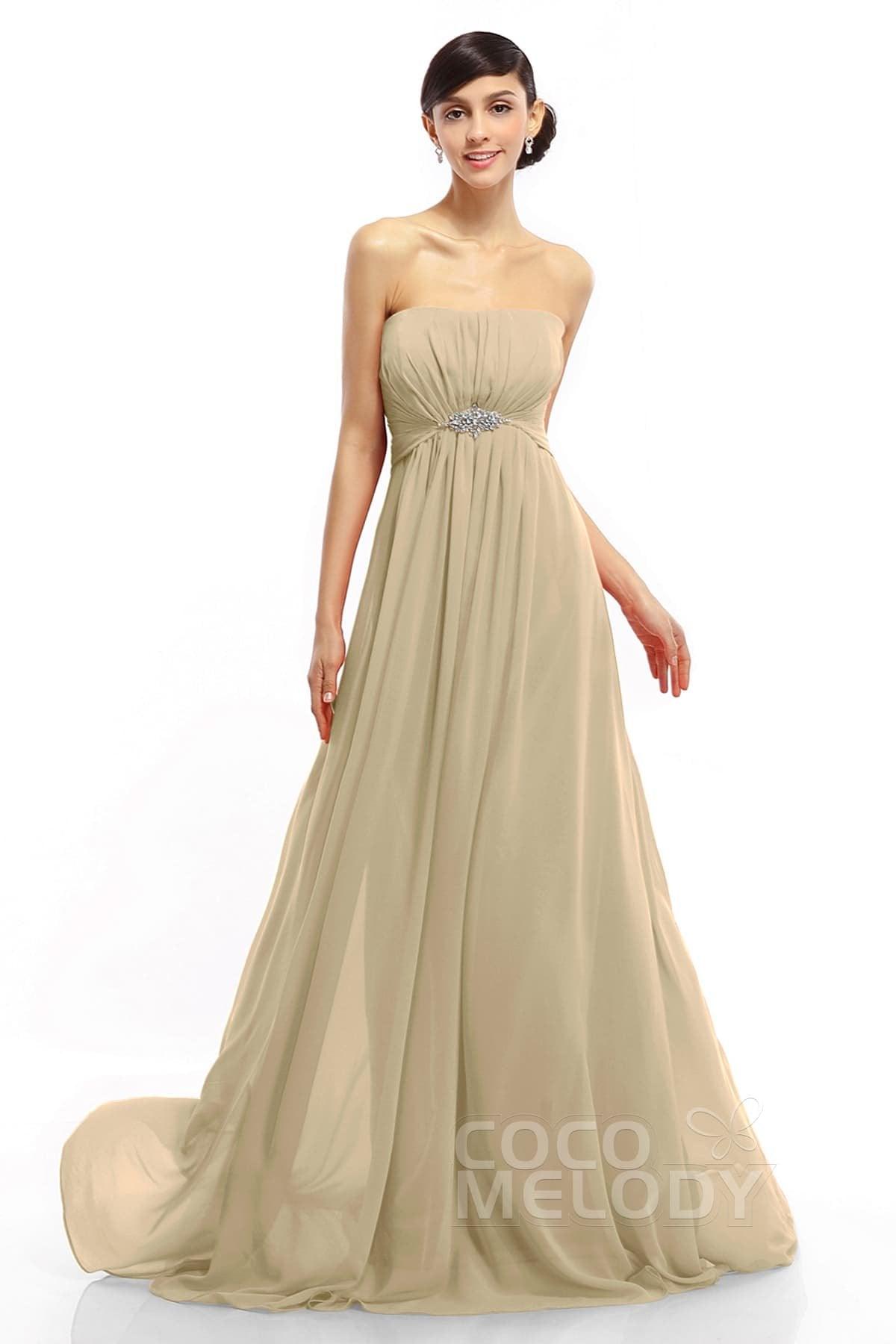 A-Line Sweep-Brush Train Chiffon Dresses COLT14008 - COCOMELODY