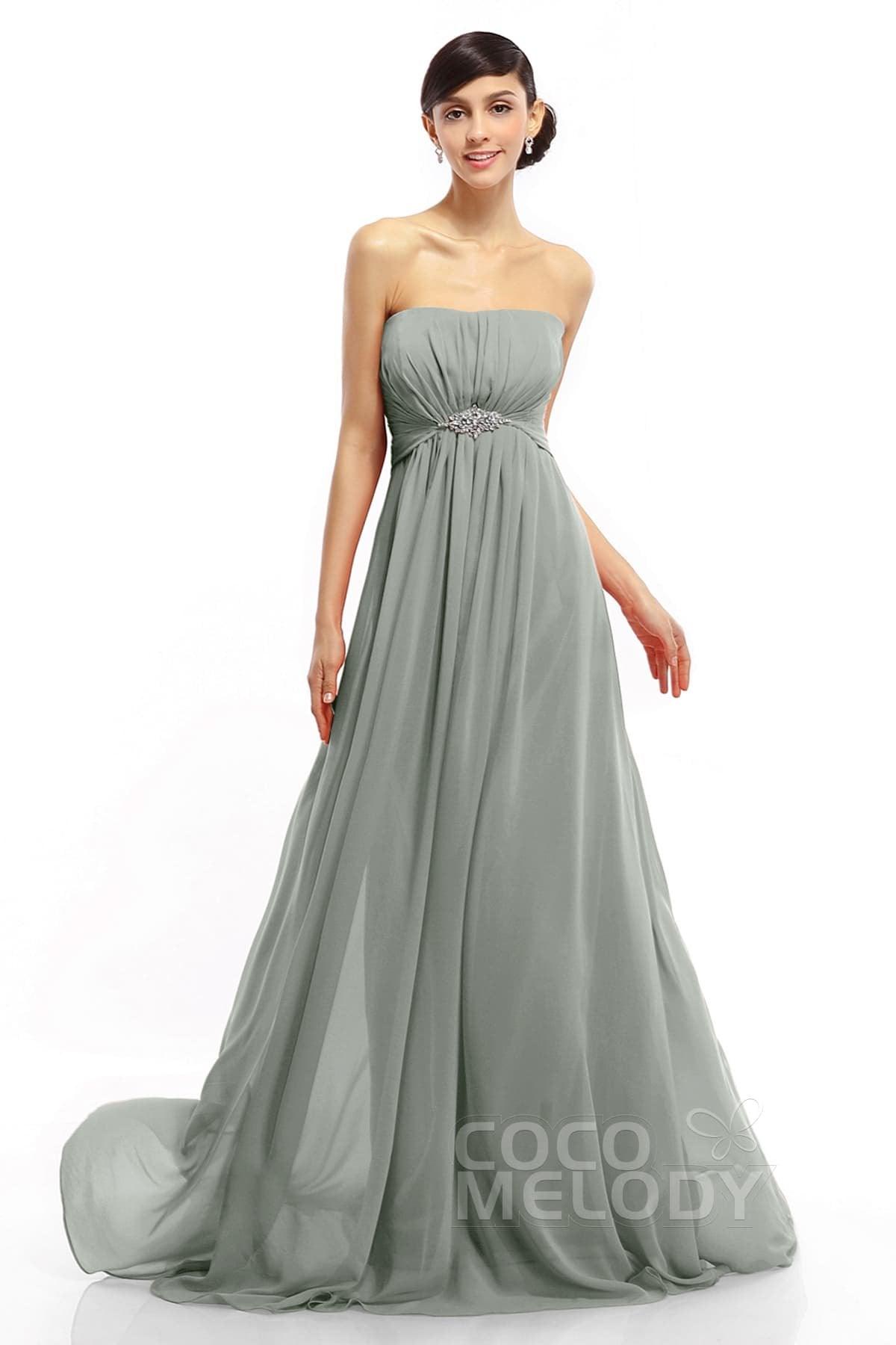 A-Line Sweep-Brush Train Chiffon Dresses COLT14008 - COCOMELODY
