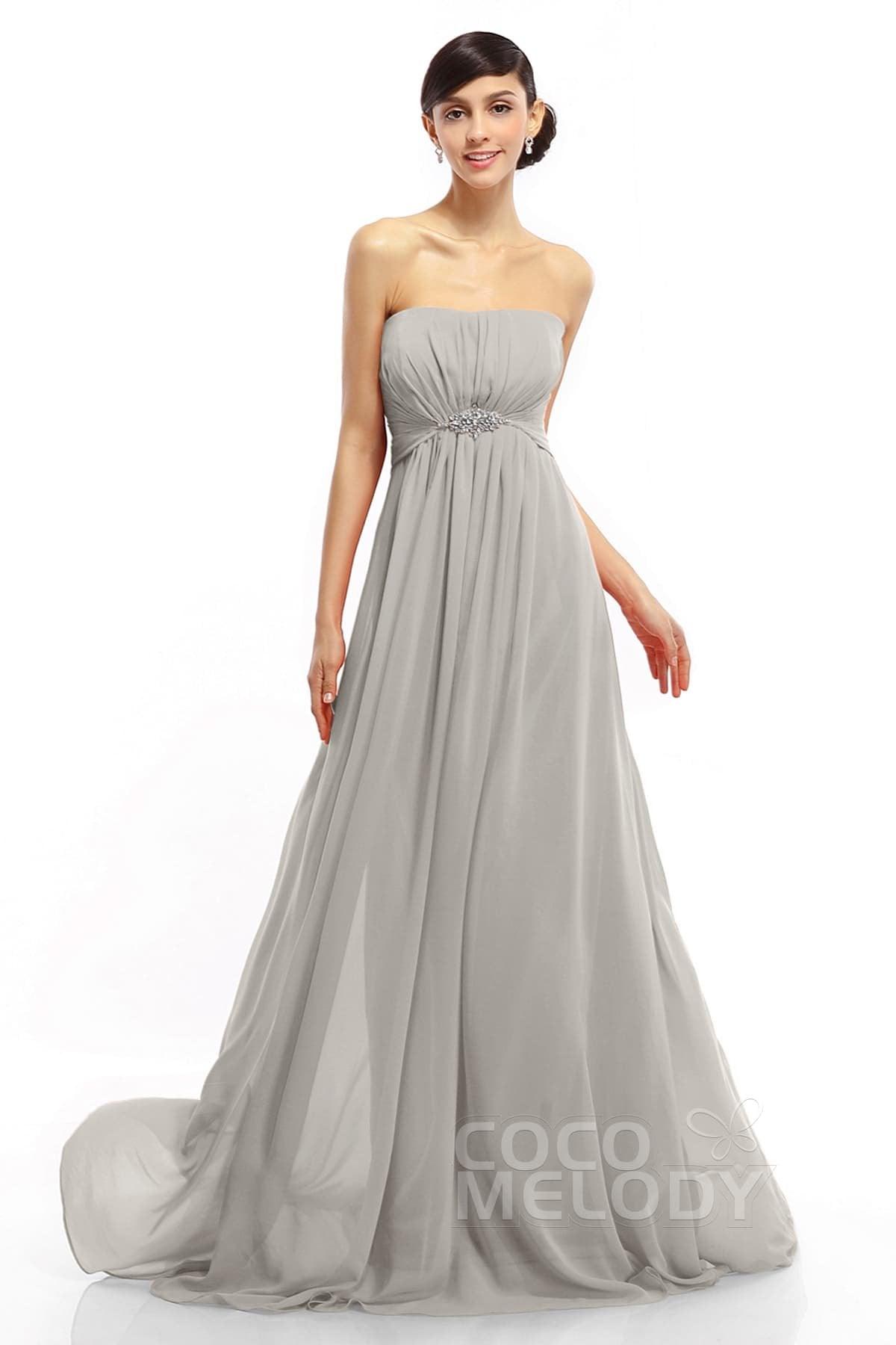 A-Line Sweep-Brush Train Chiffon Dresses COLT14008 - COCOMELODY