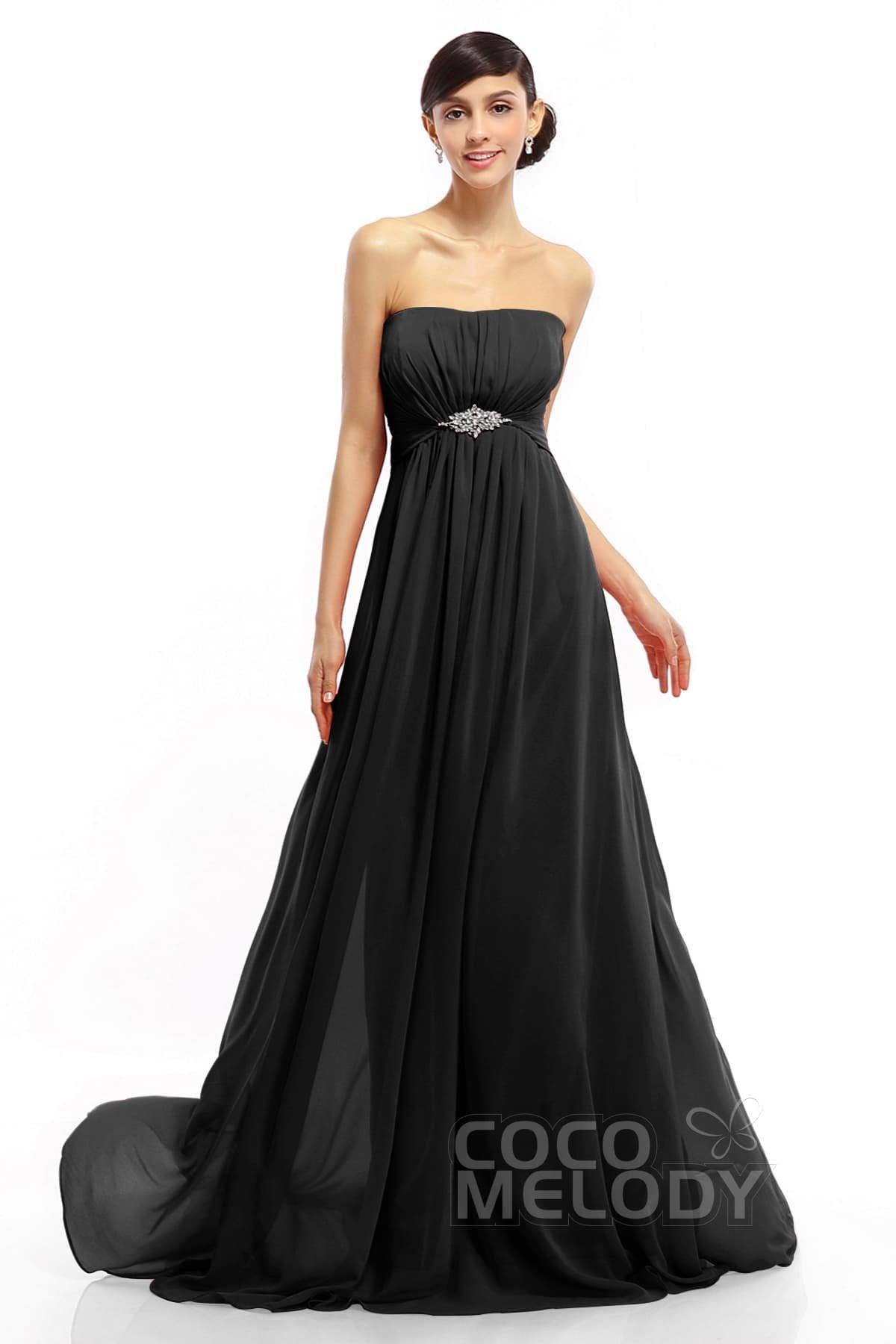 A-Line Sweep-Brush Train Chiffon Dresses COLT14008 - COCOMELODY