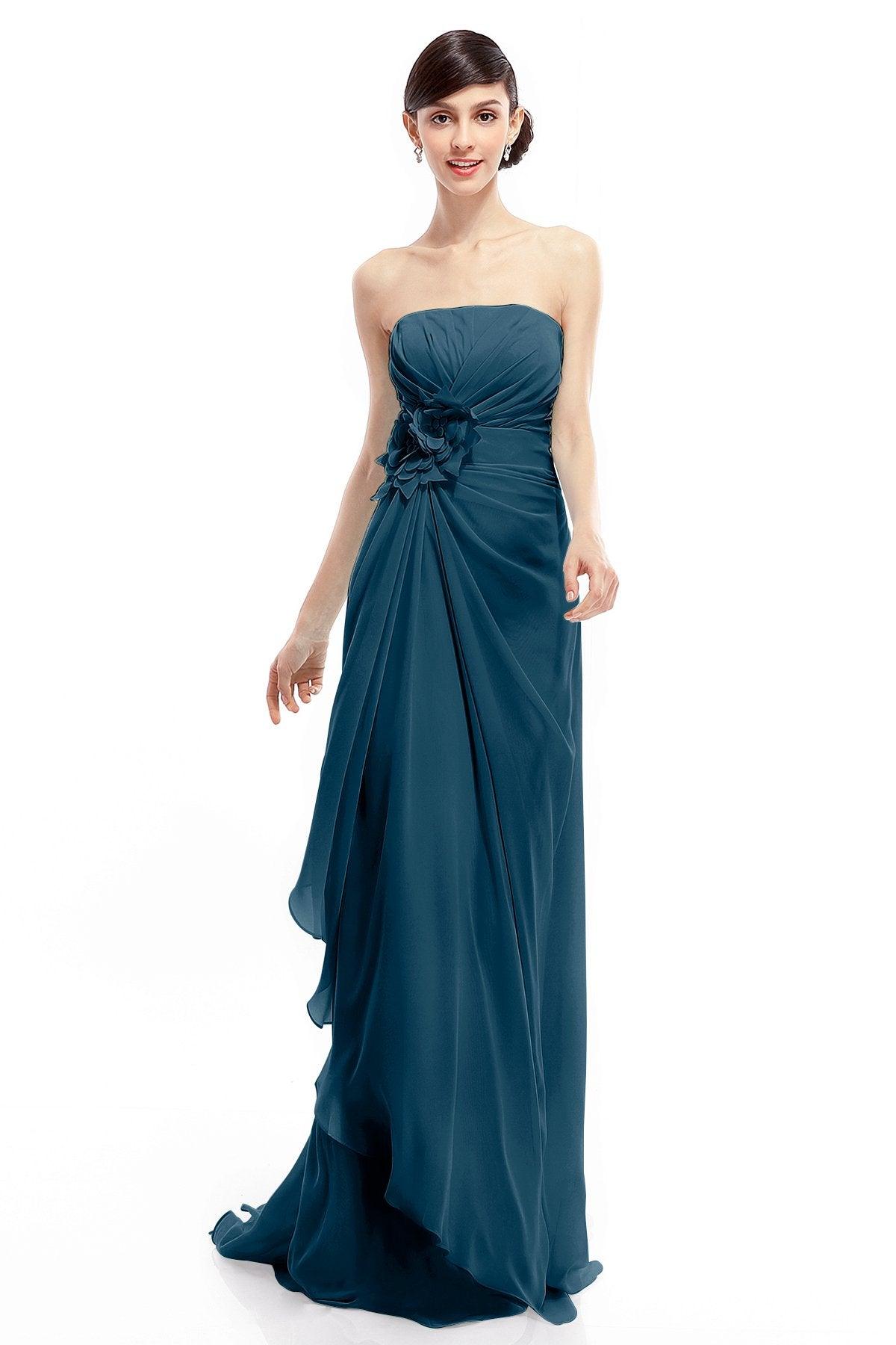 Sheath Sweep Train Chiffon Bridesmaid Dresses COLT1400B - COCOMELODY