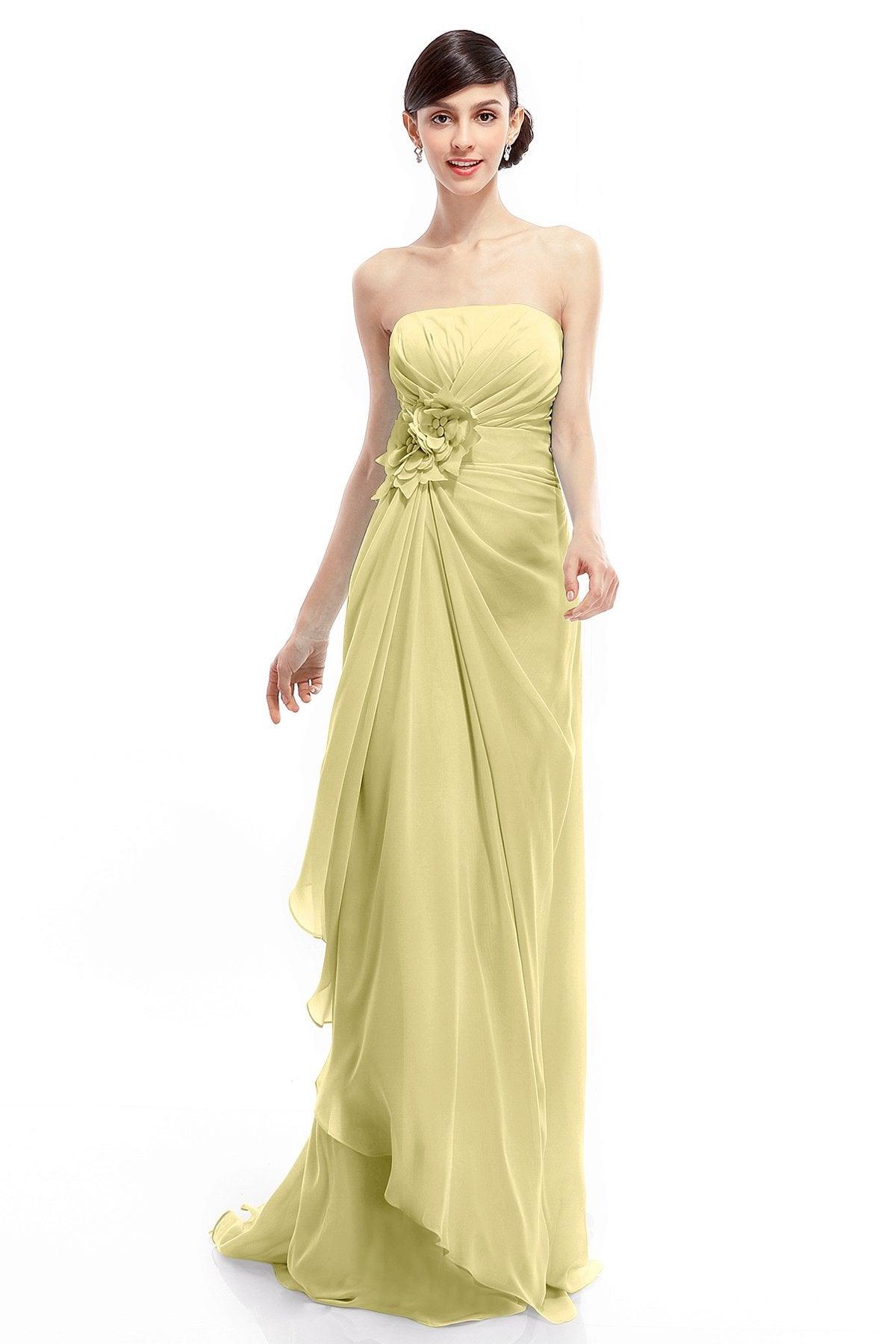 Sheath Sweep Train Chiffon Bridesmaid Dresses COLT1400B - COCOMELODY