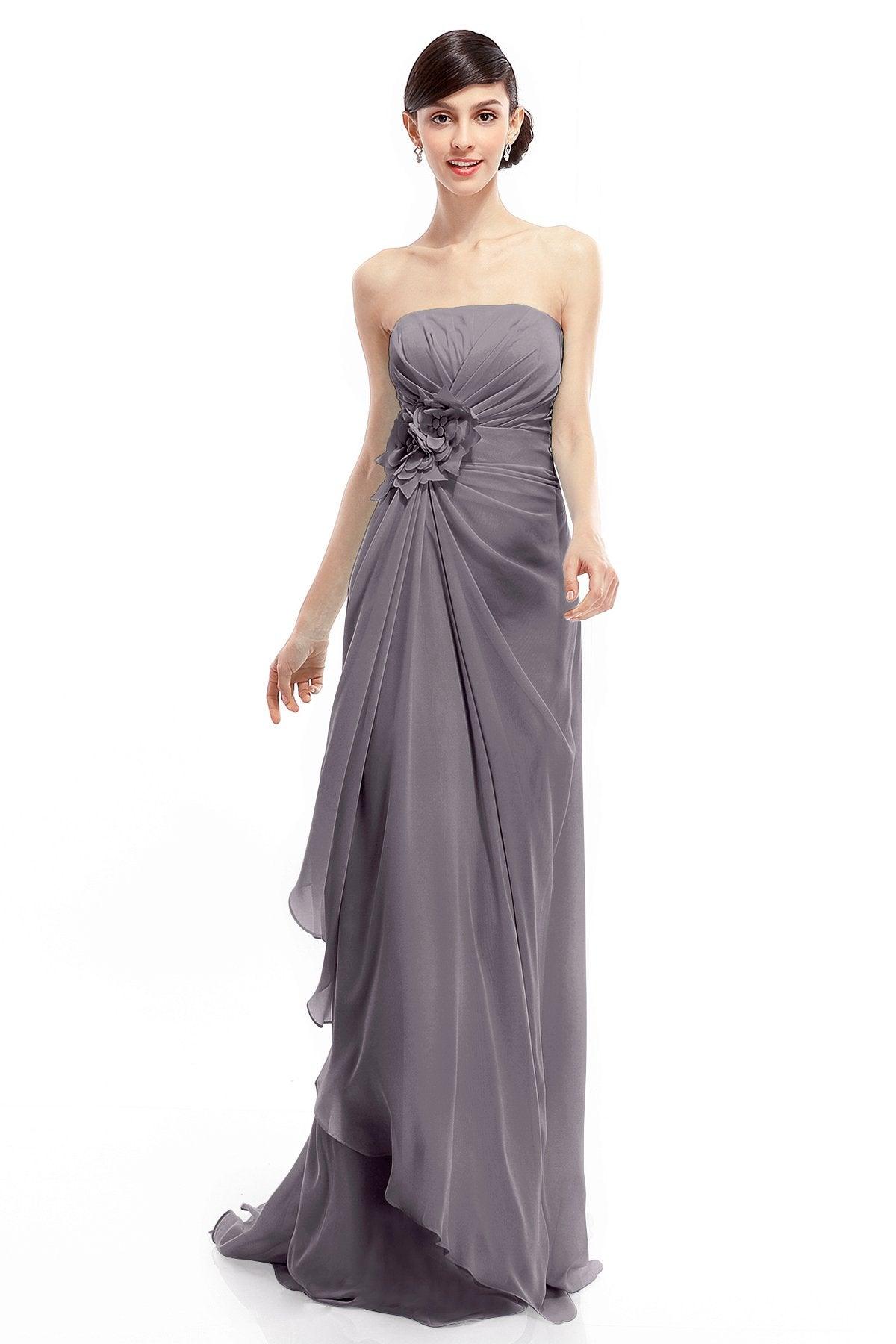 Sheath Sweep Train Chiffon Bridesmaid Dresses COLT1400B - COCOMELODY