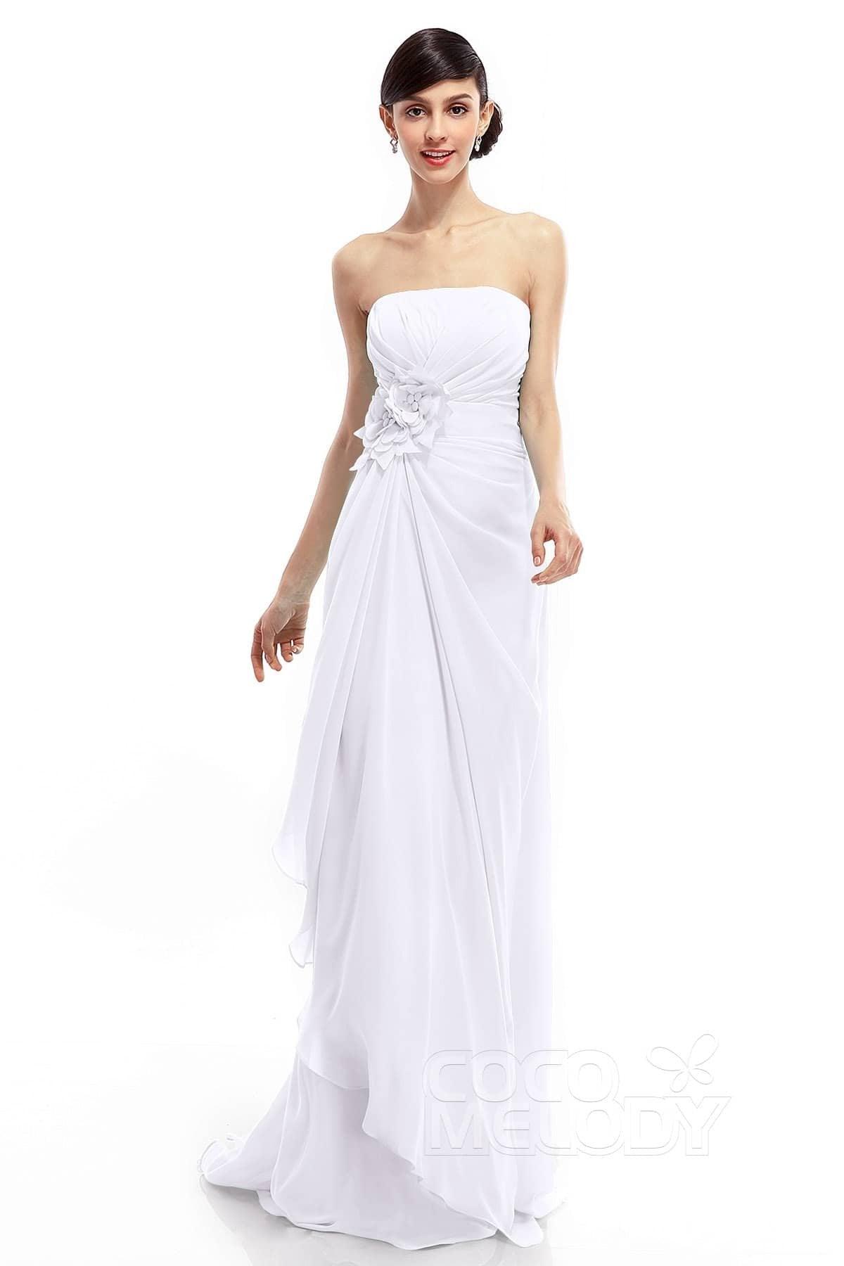 Sheath Sweep Train Chiffon Bridesmaid Dresses COLT1400B - COCOMELODY