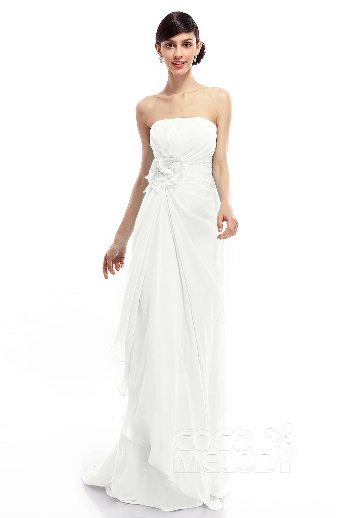 Sheath Sweep Train Chiffon Bridesmaid Dresses COLT1400B - COCOMELODY