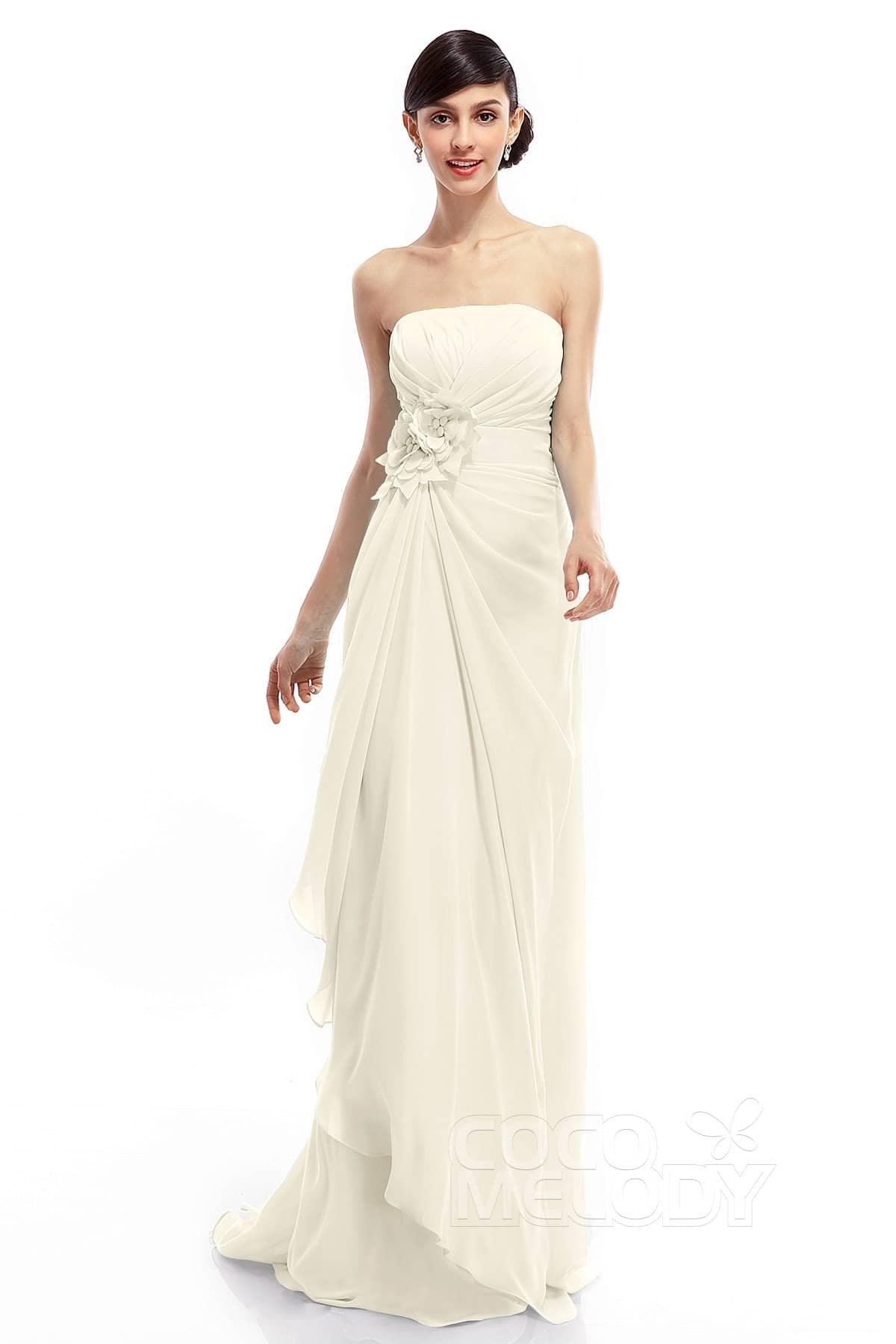 Sheath Sweep Train Chiffon Bridesmaid Dresses COLT1400B - COCOMELODY